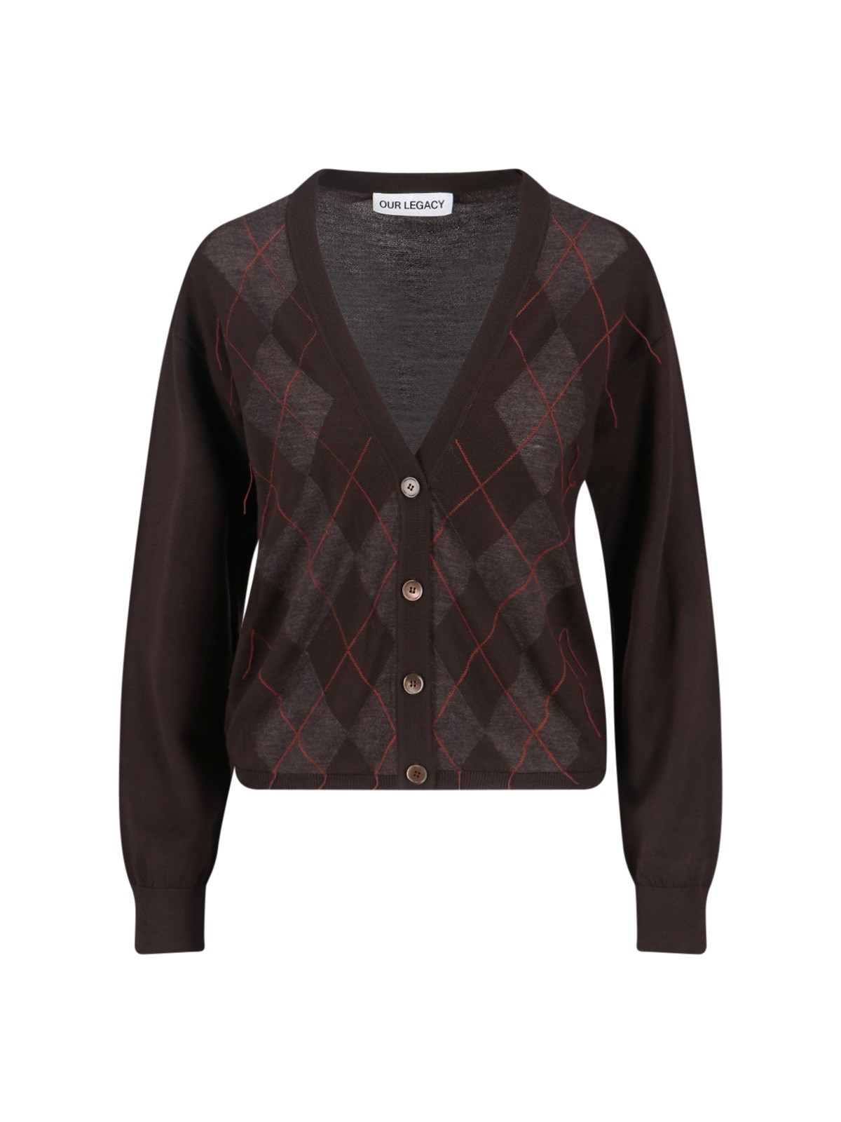 Our Legacy Argyle Pattern Long Sleeve Knitwear Top In Brown