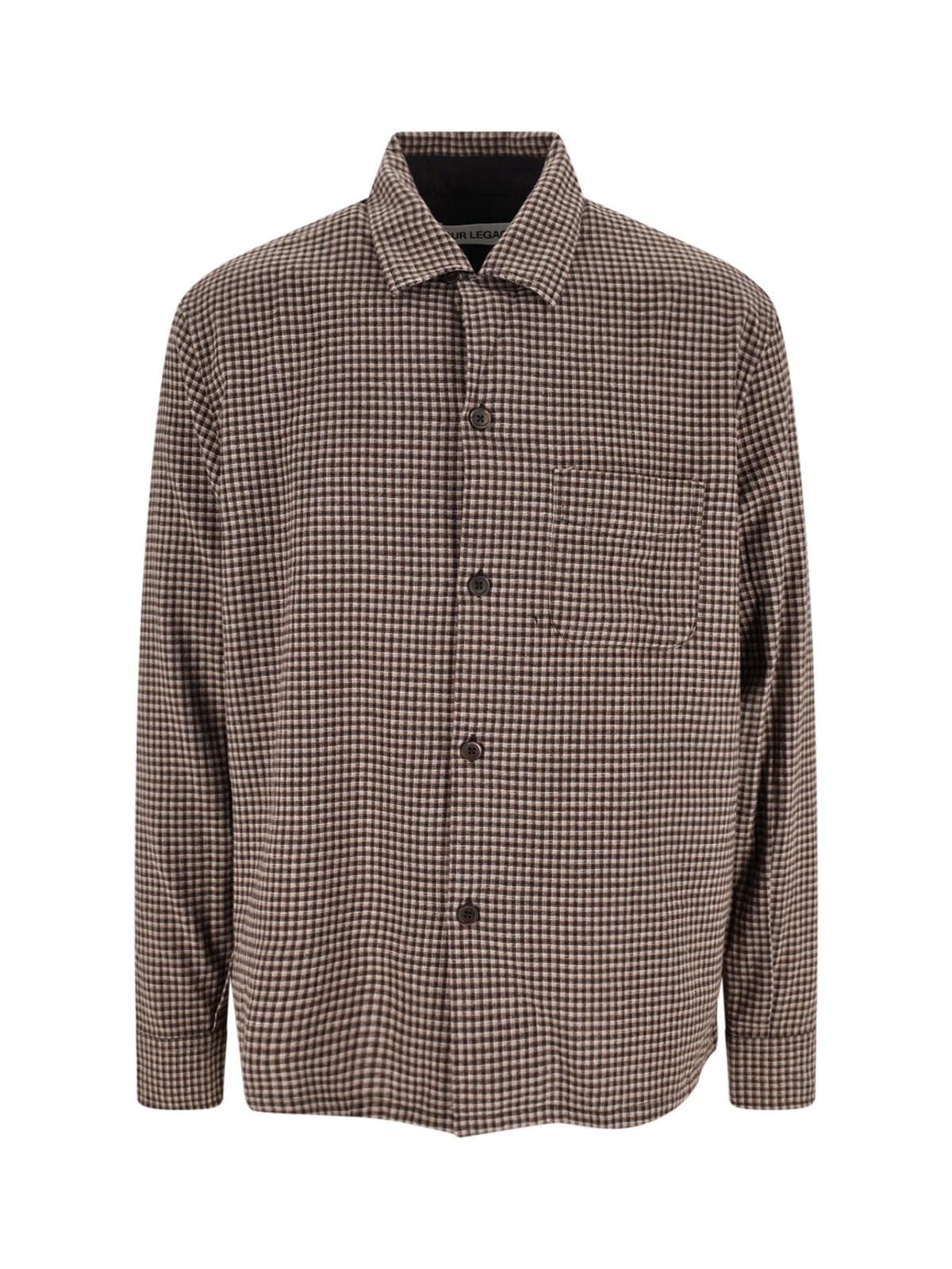 Our Legacy Checked Long Sleeve Shirt With Chest Pocket In Brown