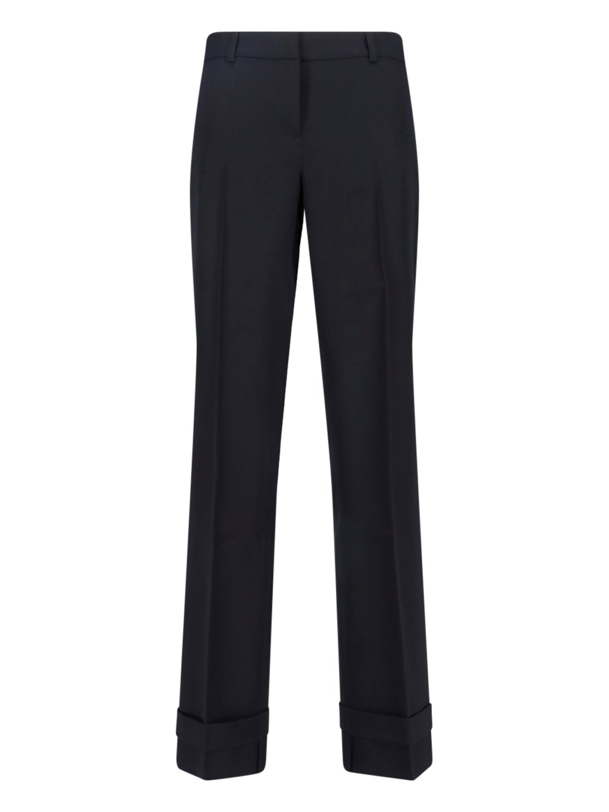 Our Legacy Straight Leg Trousers With Belt Loops And Cuffed Hem In Black
