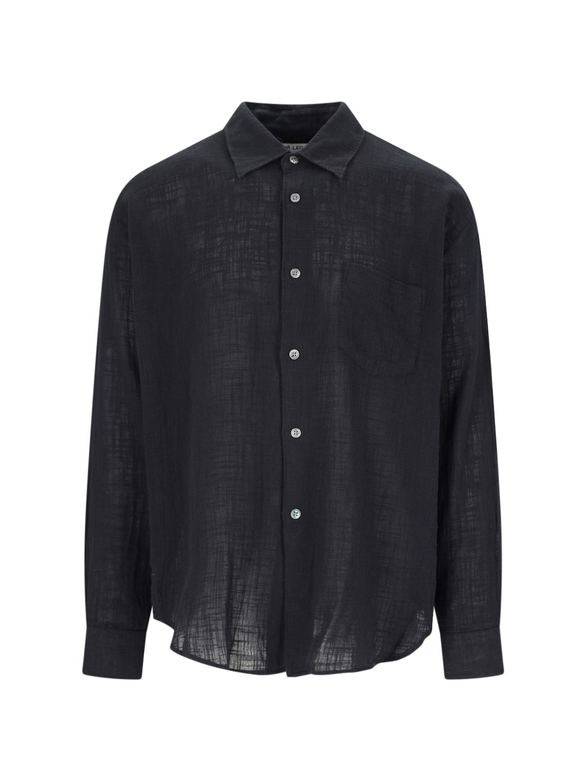 Our Legacy Relaxed Fit Black Shirt With Classic Collar And Textured Fabric In Black