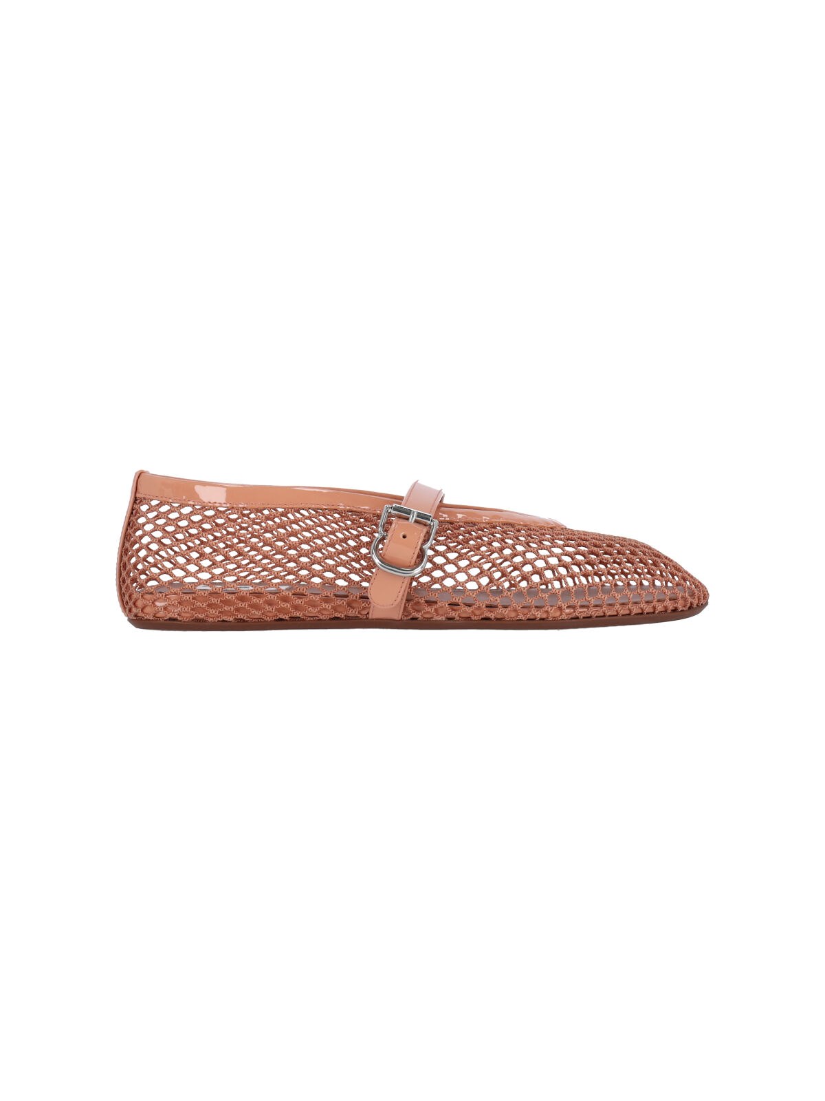 Alaïa Ballet Flats In Fishnet In Brown