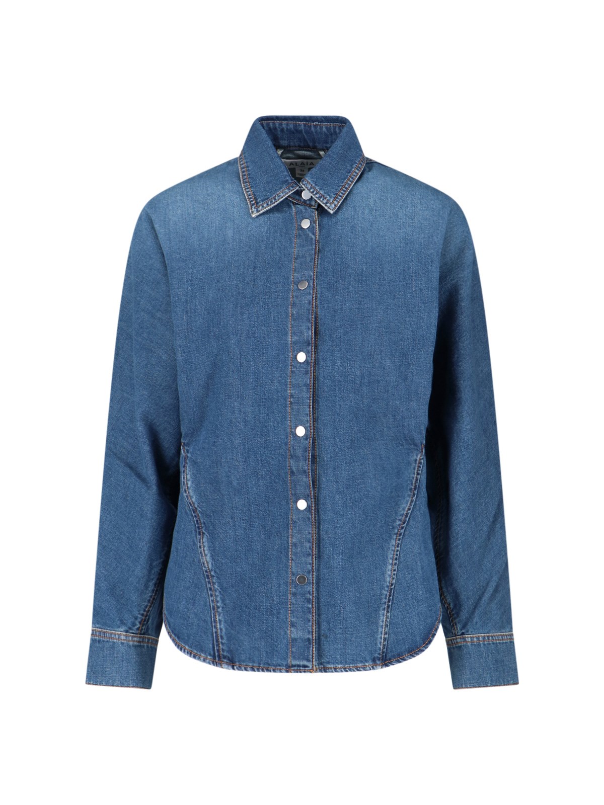 Alaïa Rounded Denim Shirt In Blue