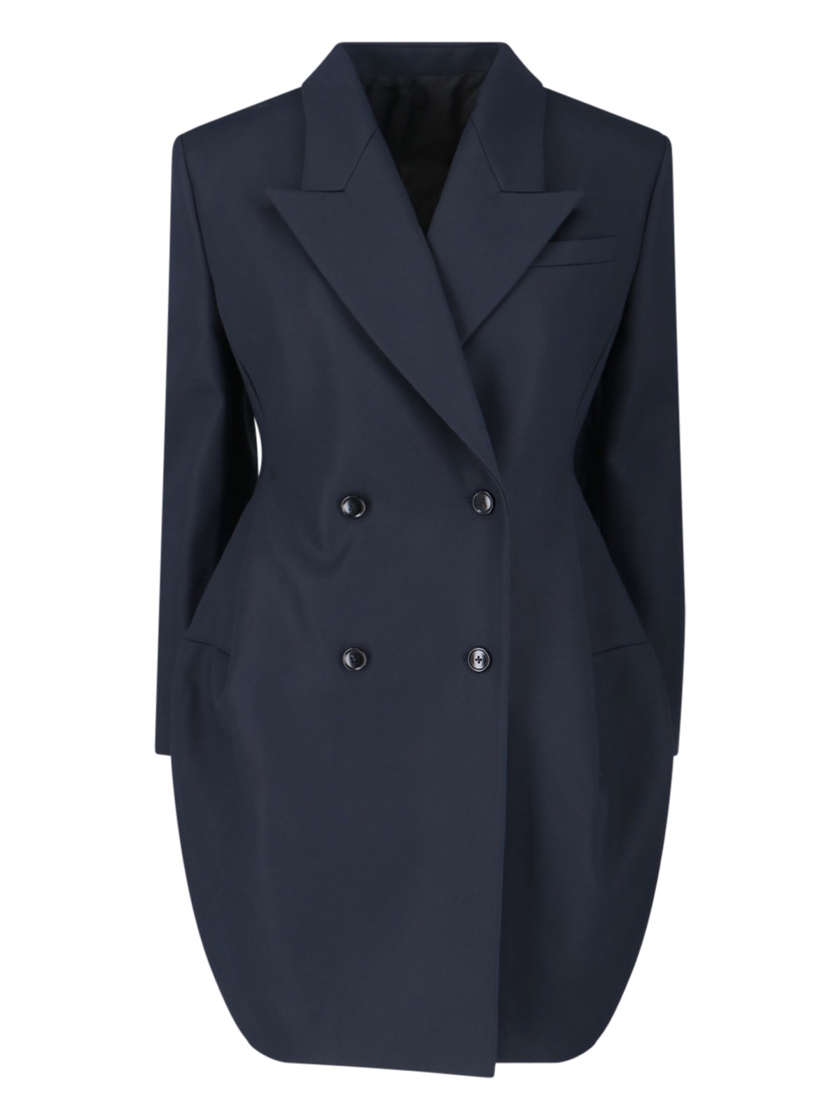 Alaïa Rounded Double-breasted Coat In Blue