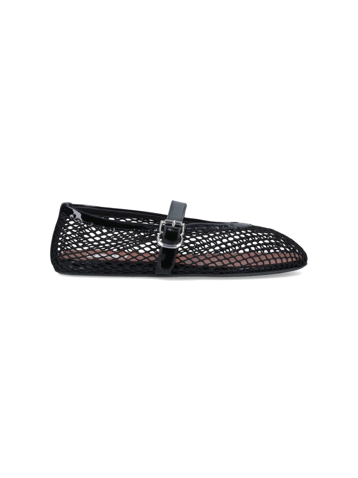 Alaïa Patent Leather-trimmed Mesh Ballet Flats
