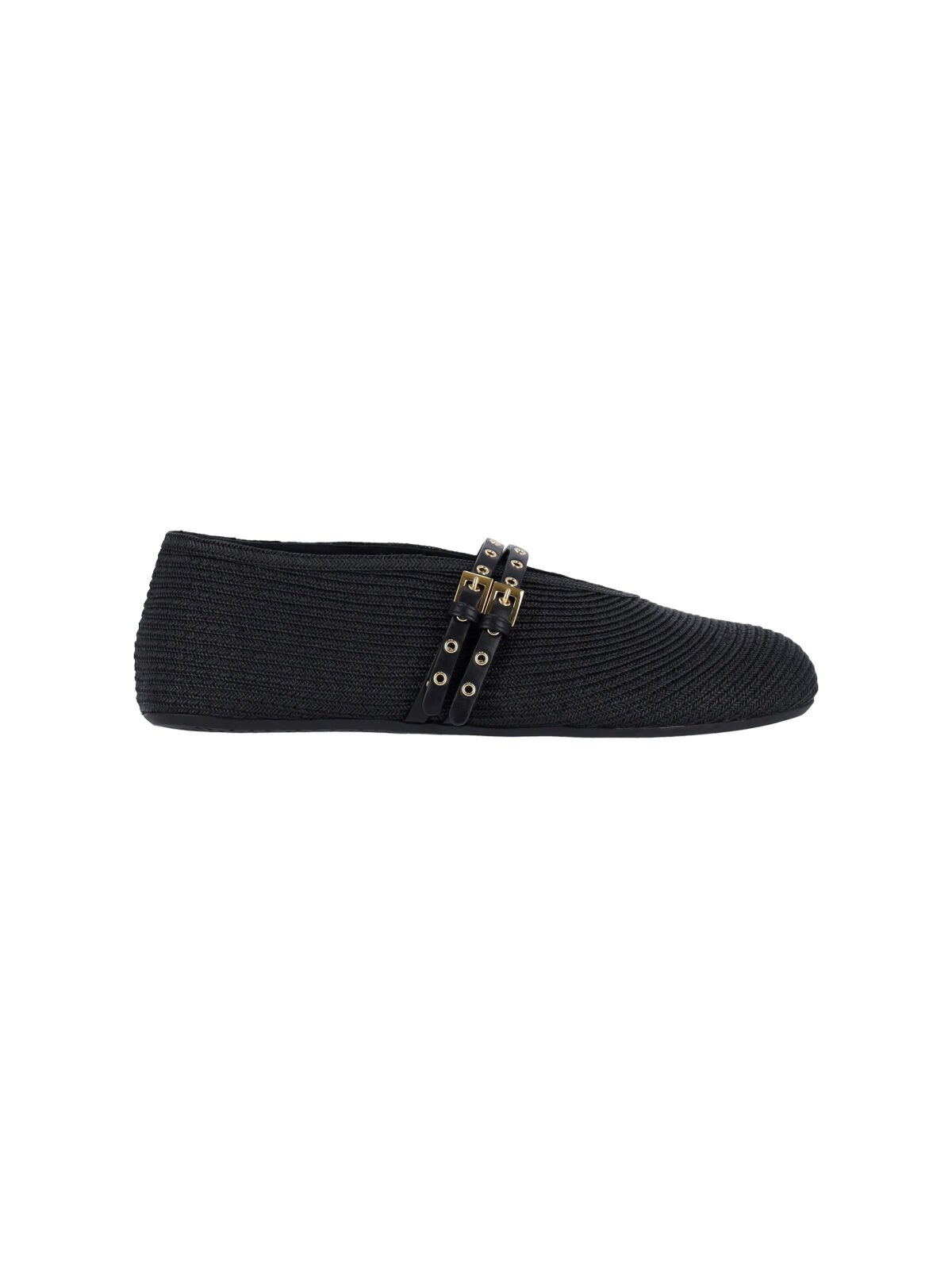 Alaïa Leather-trimmed Straw Ballet Flats In Black