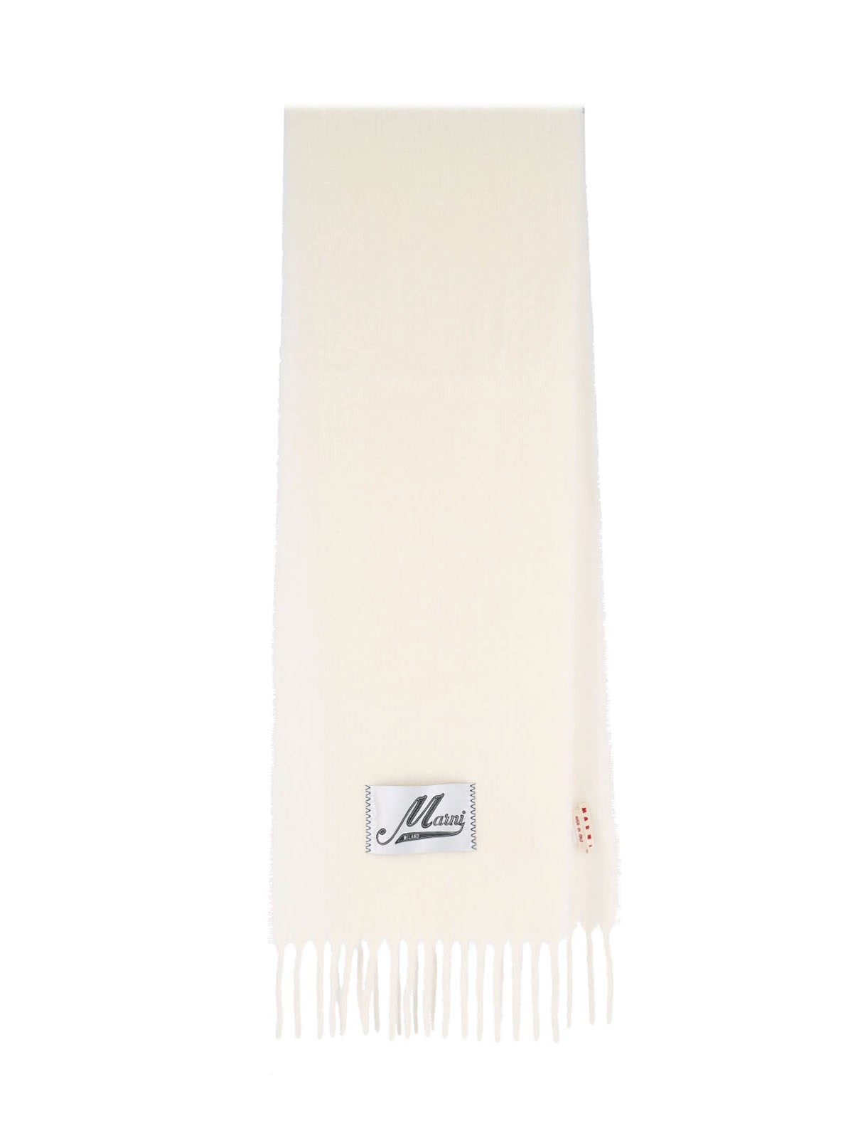 Marni Cream Alpaca Scarf With Fringes