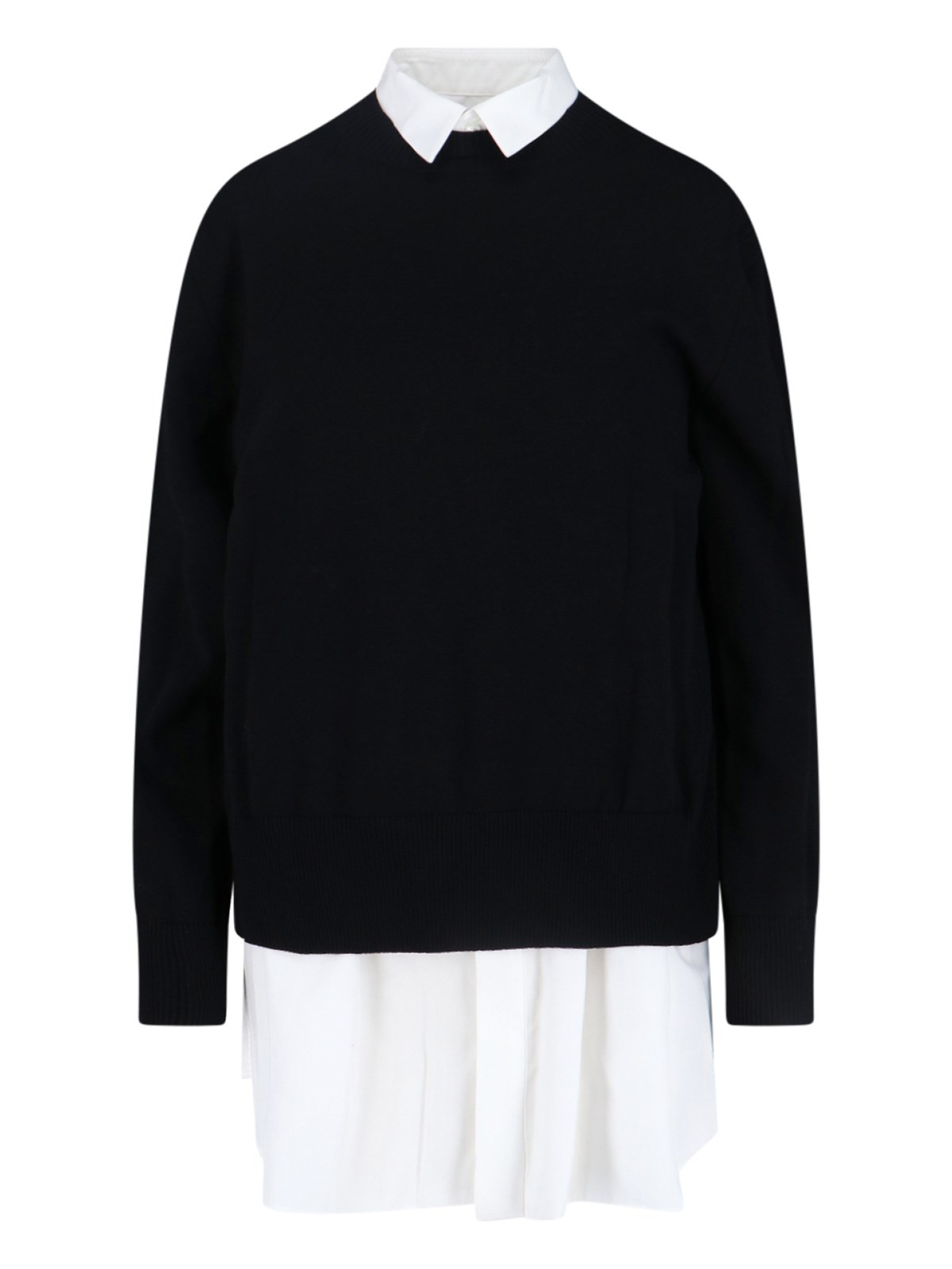 Sacai Knitted And Cotton Dress In Black