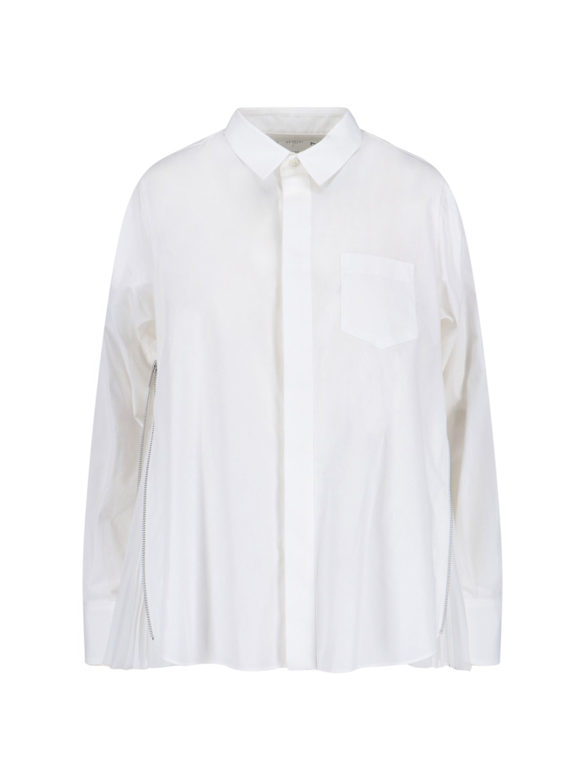 Sacai Cotton And Chiffon Shirt In White
