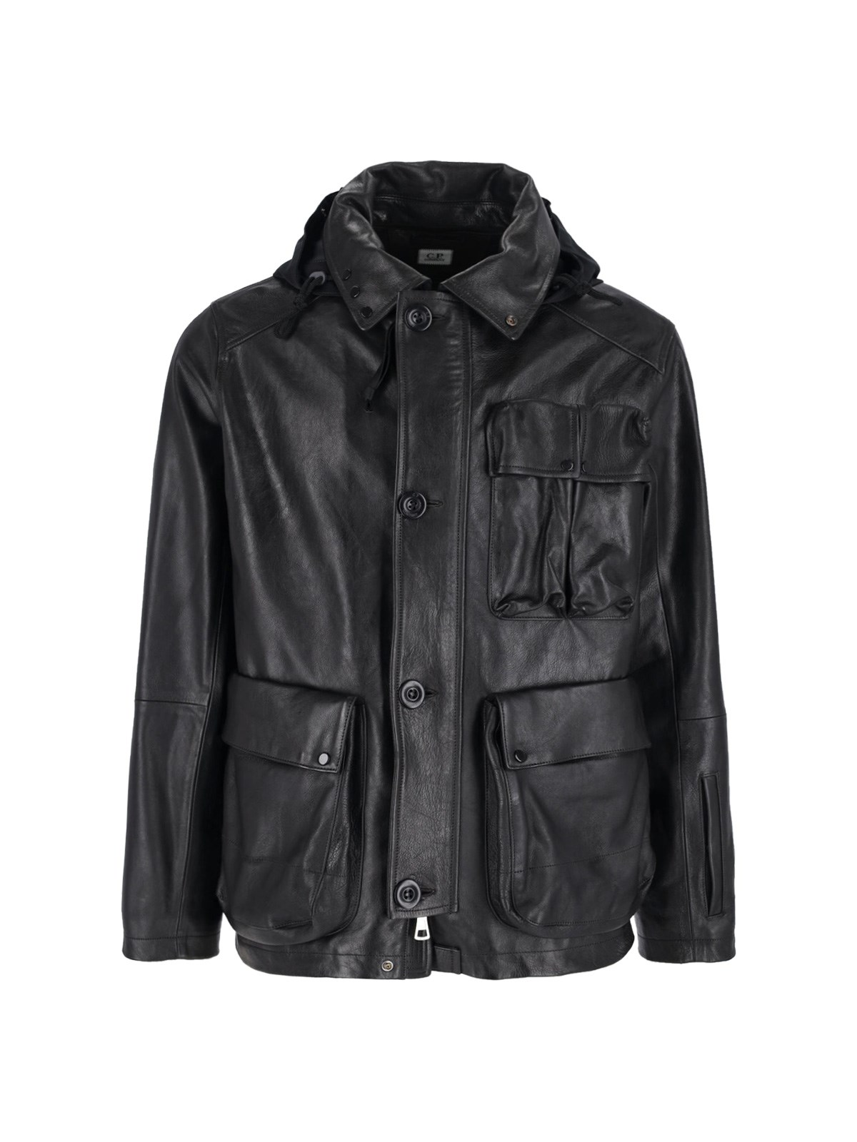 C.p. Company Versatile Hooded Jacket With Button And Pocket Features In Black