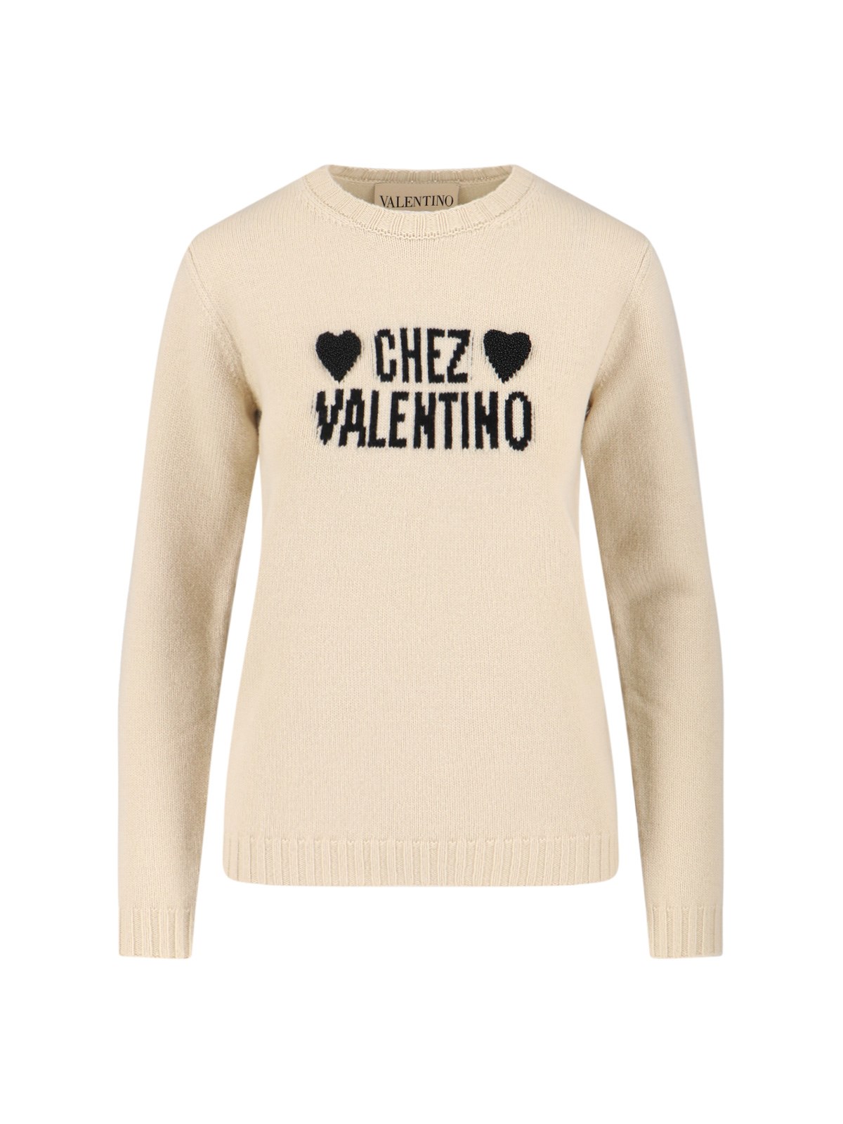 Valentino Graphic Print Long Sleeve Crew Neck Knitwear In Multi