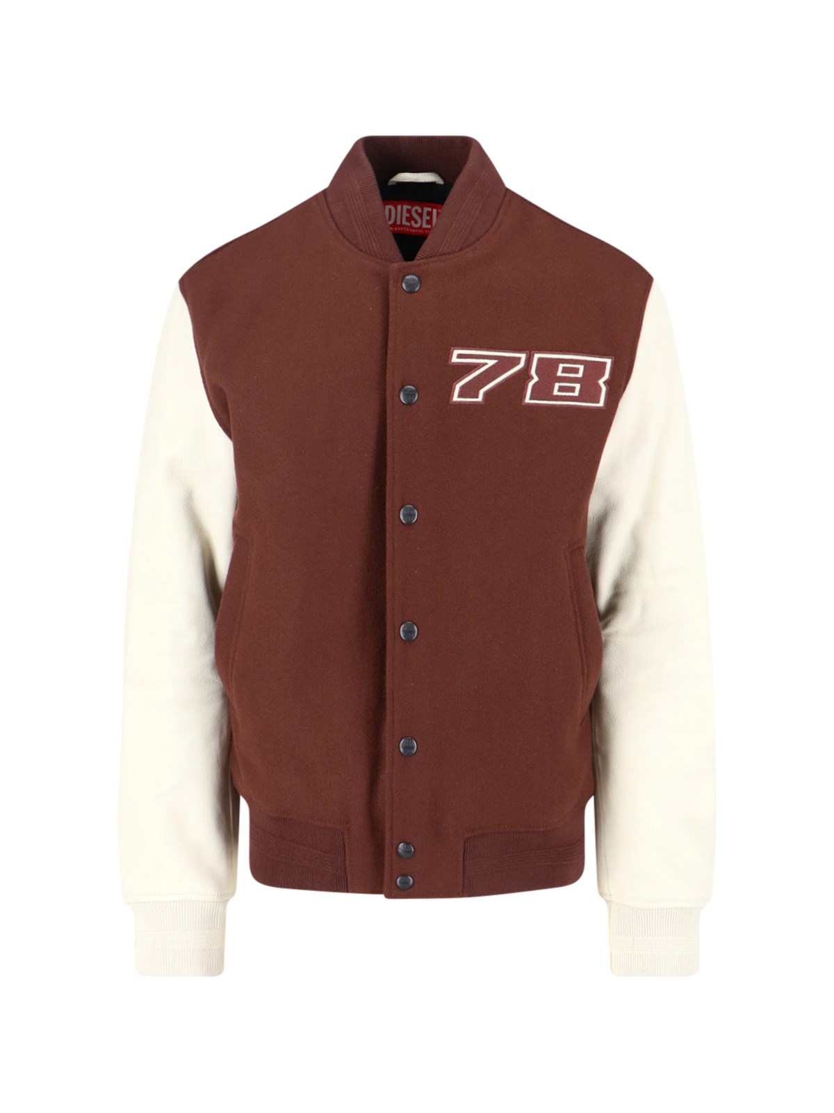 Diesel Casual Jacket With Contrast Sleeves And Ribbed Accents In Brown