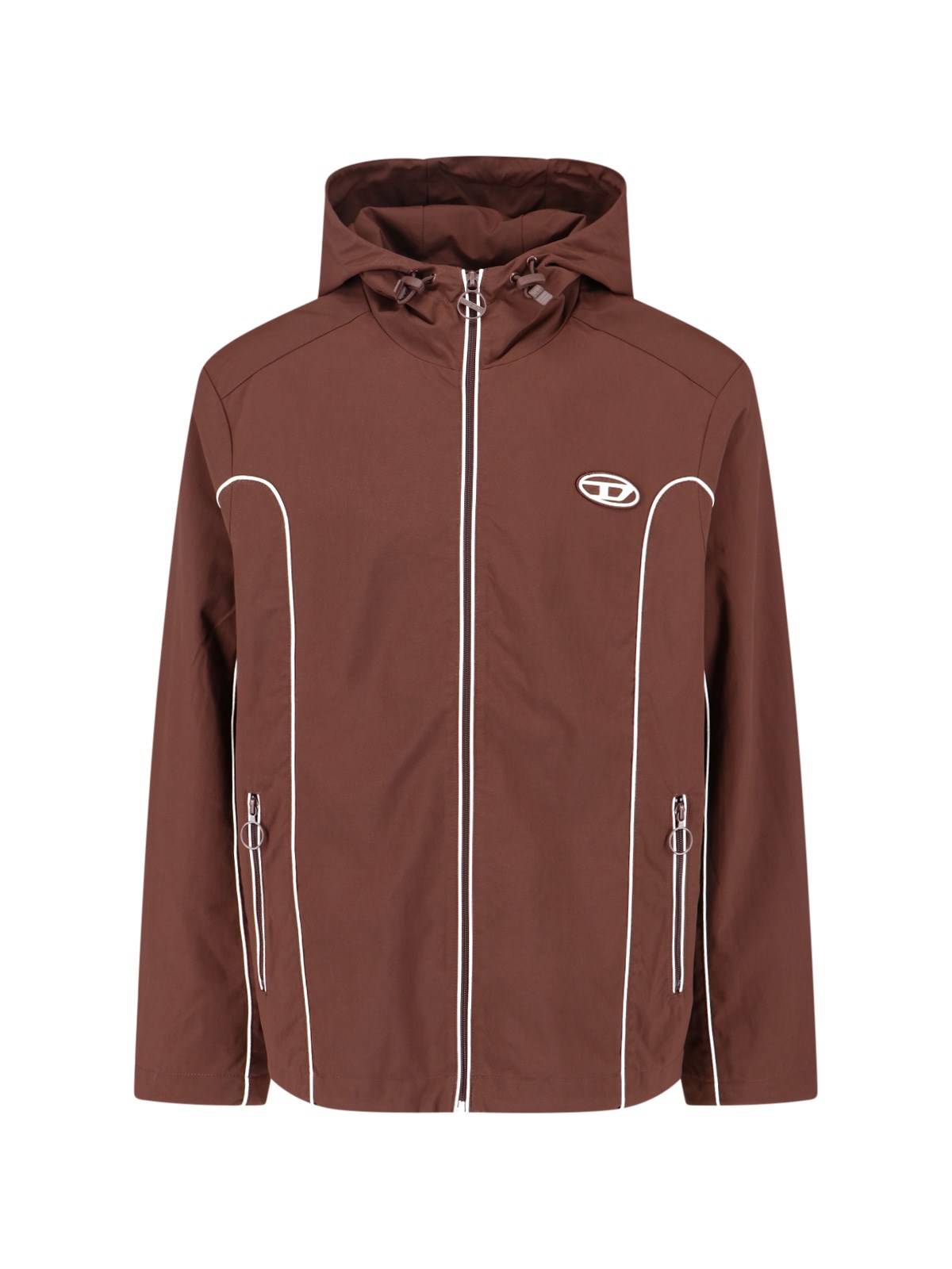 Diesel Piped Hooded Jacket In Brown