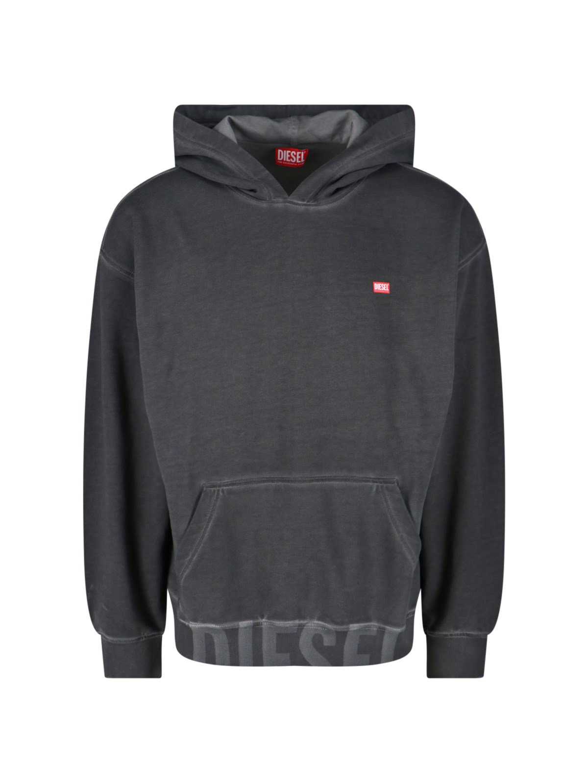 Diesel Hooded Kangaroo Pocket Sweatshirt In Black