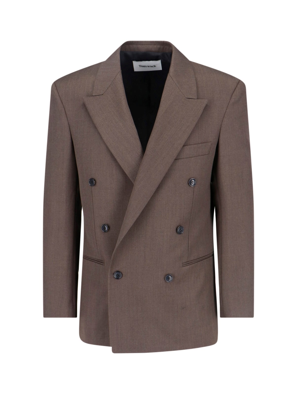 Tonywack Double-breasted Notch Lapel Blazer And Pockets In Brown