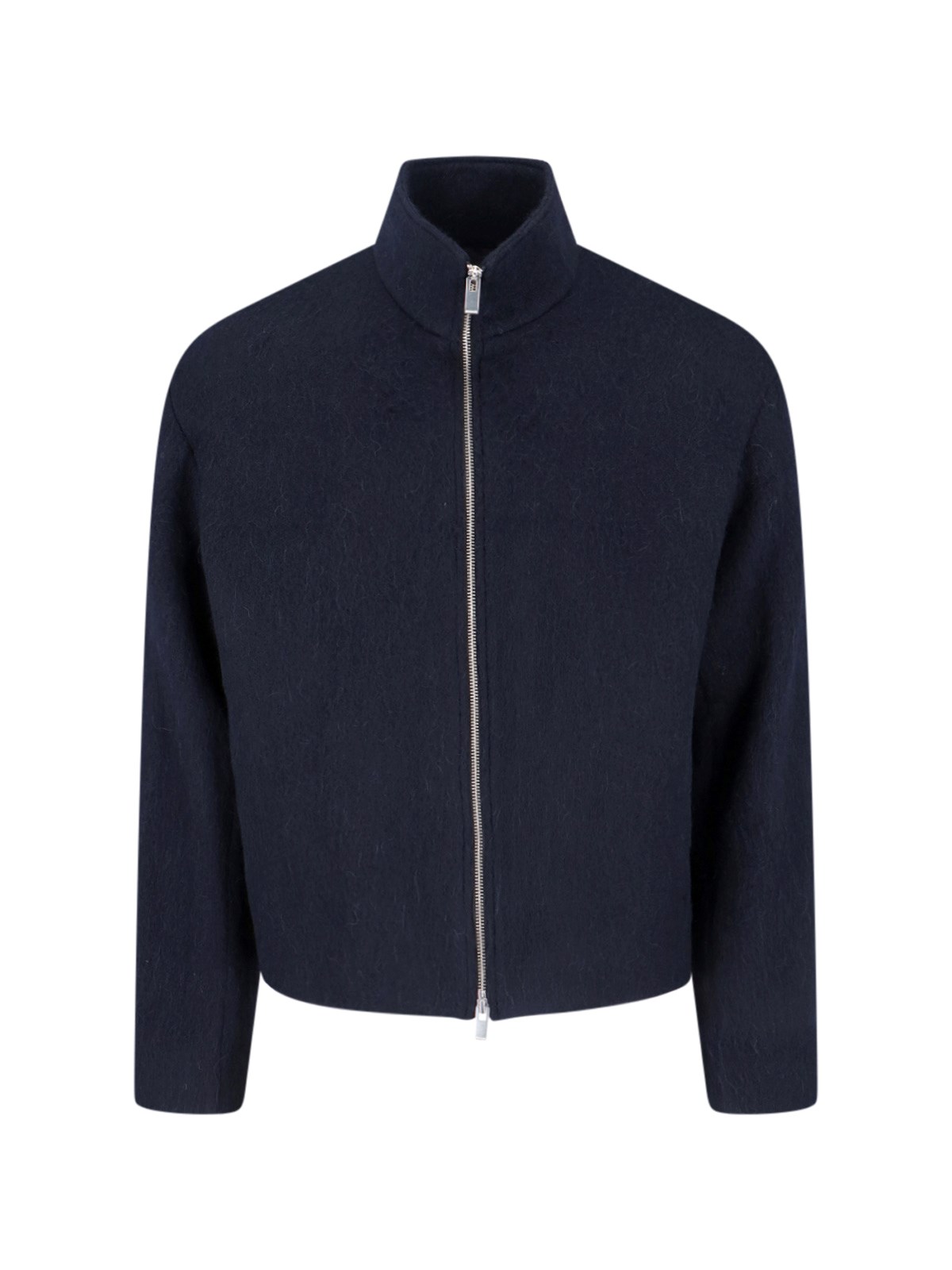 Tonywack Blue Jacket With High Neck And Dropped Shoulders In Wool Man In Blue