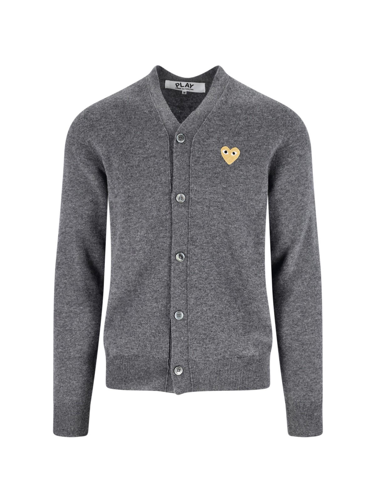 Comme Des Garçons Play Logo Cardigan In Gray