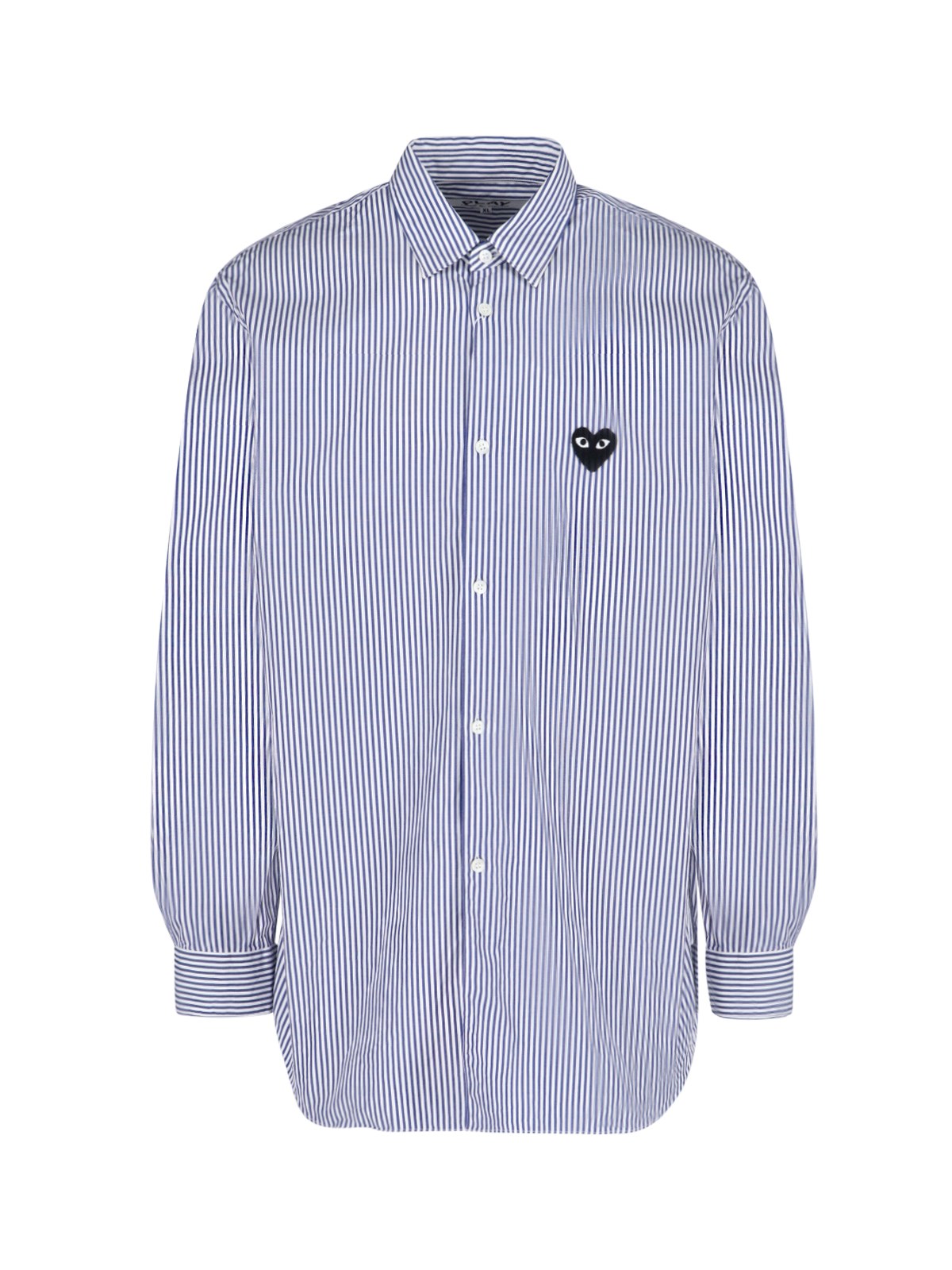 Comme Des Garçons Play Logo Striped Shirt In Blue