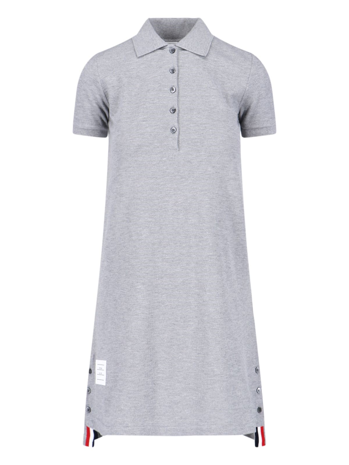 Thom Browne Button-fastening Stripe-detail Mini Dress In Gray