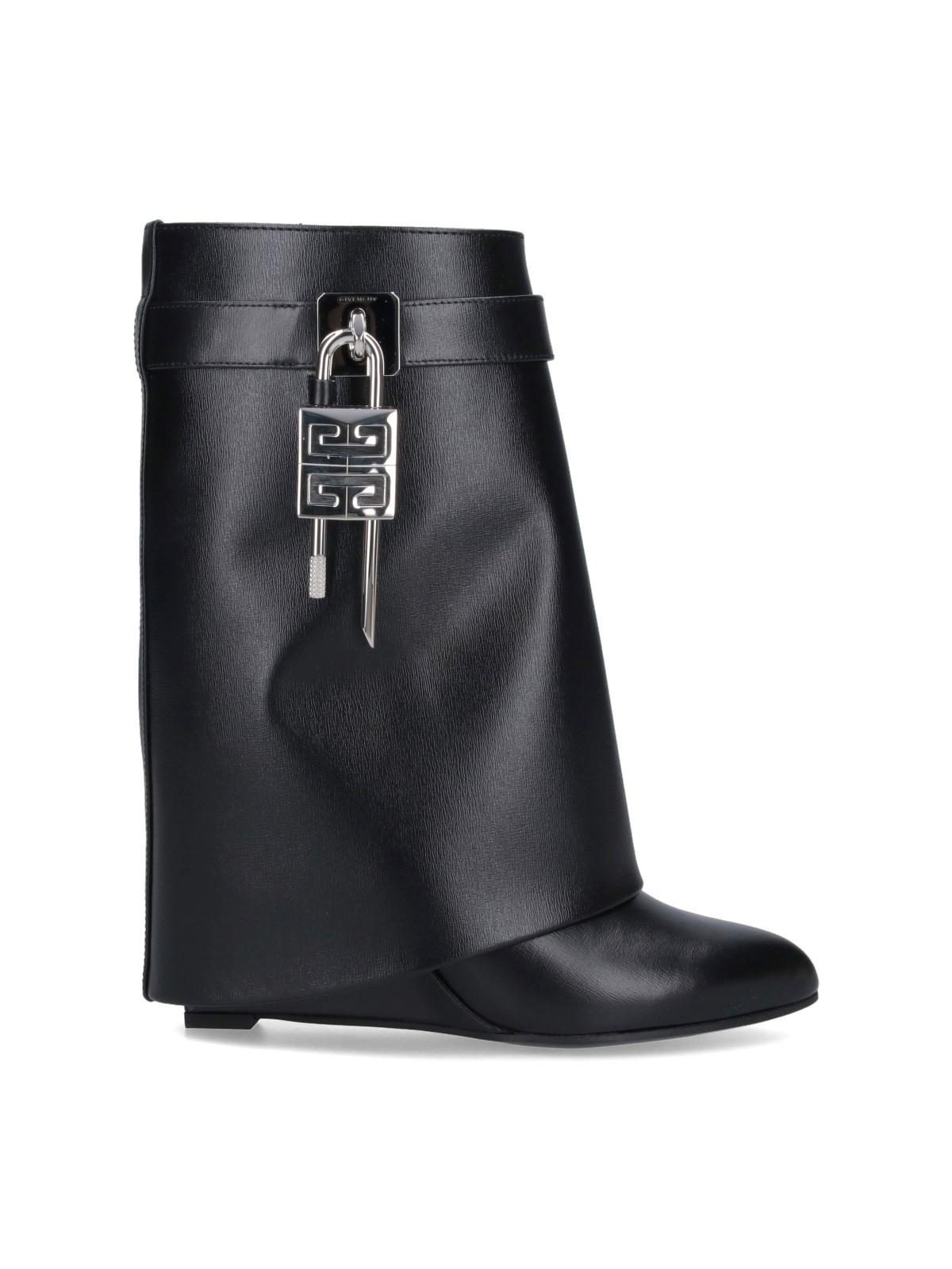 Givenchy Shark Lock 90 Leather Ankle Boots Shoes In Black