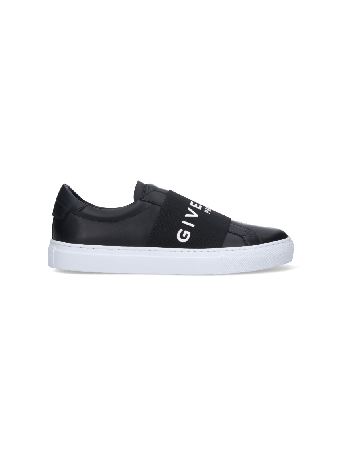 Givenchy Calfskin Leather Sneakers With Printed Logo And Contrasting Sole In Black