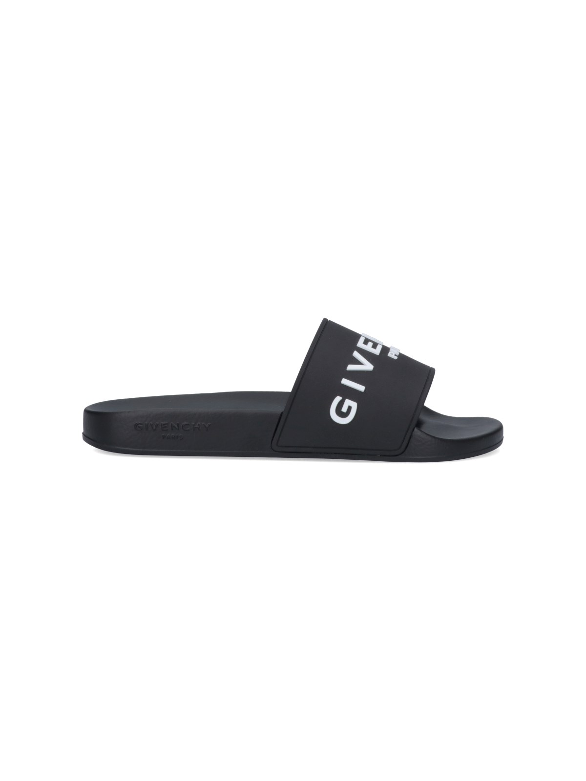 Givenchy Black Flat Slides With Logo In Polyurethane Man