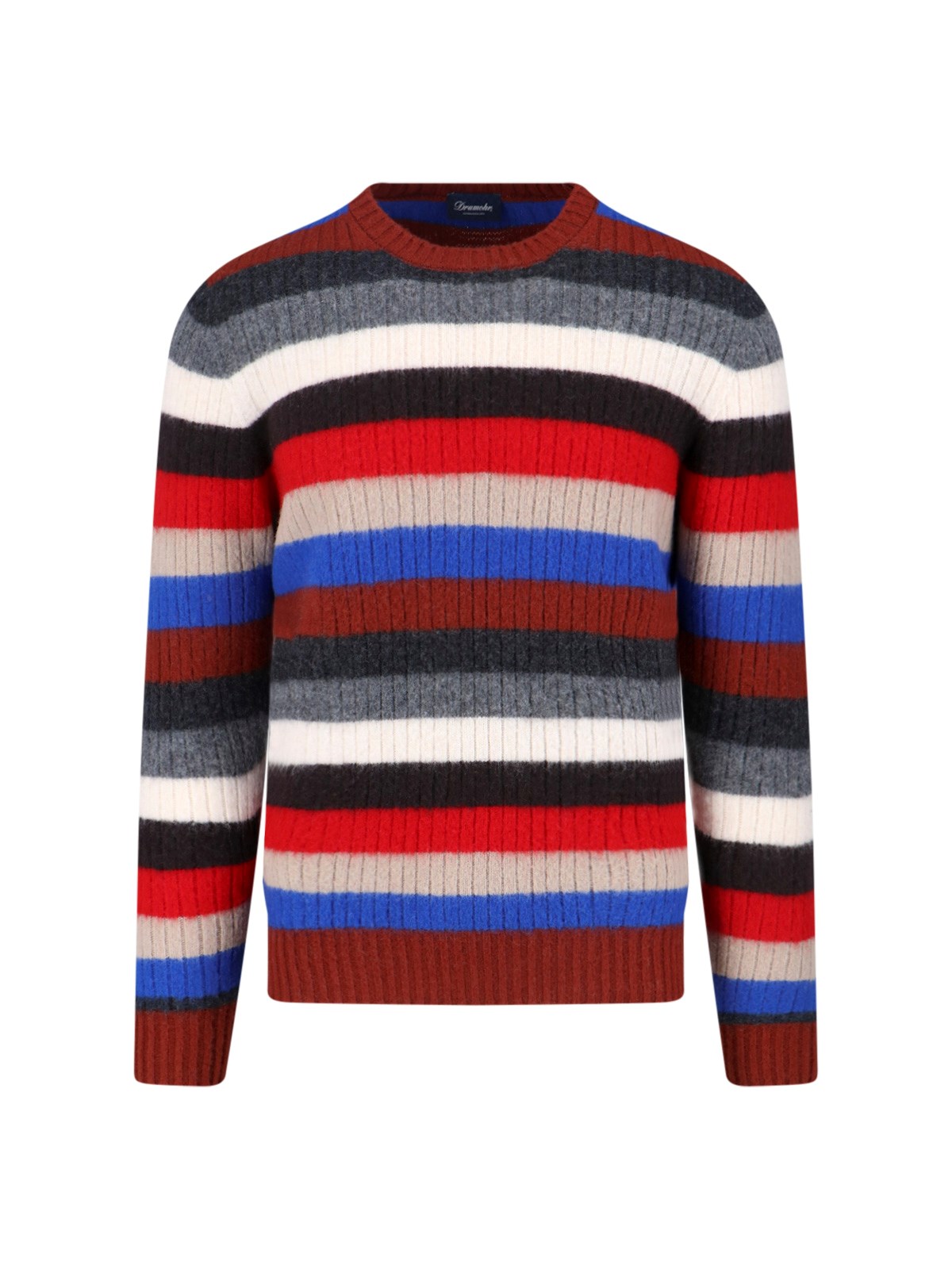 Drumohr Multicolor Striped Crew Neck Sweater In Multi