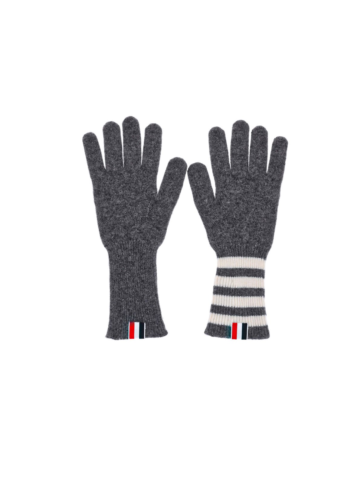 Thom Browne Grey Rib Cashmere Four Bar Gloves In Gray