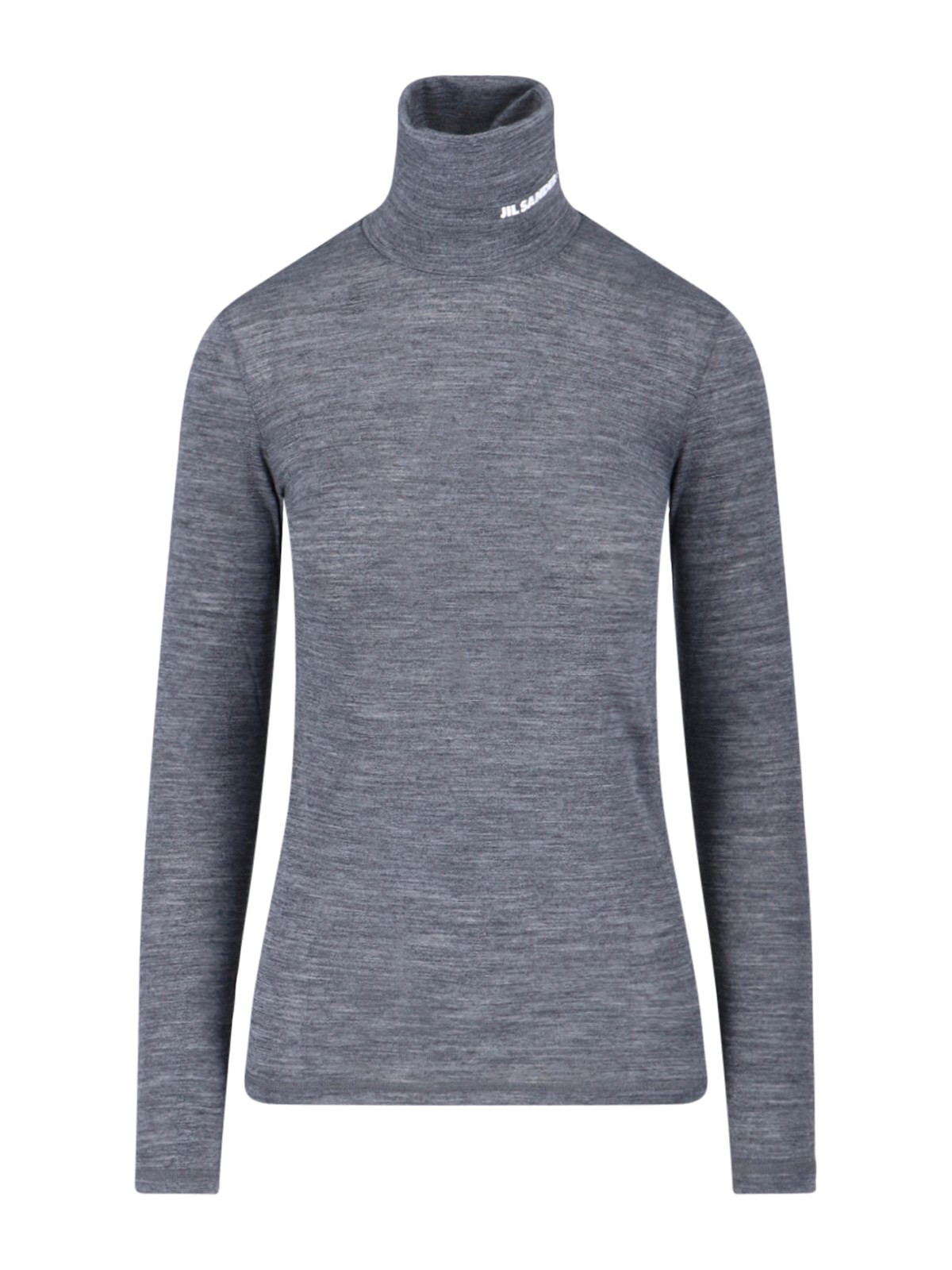 Jil Sander Long Sleeve Top With Funnel Neckline In Gray