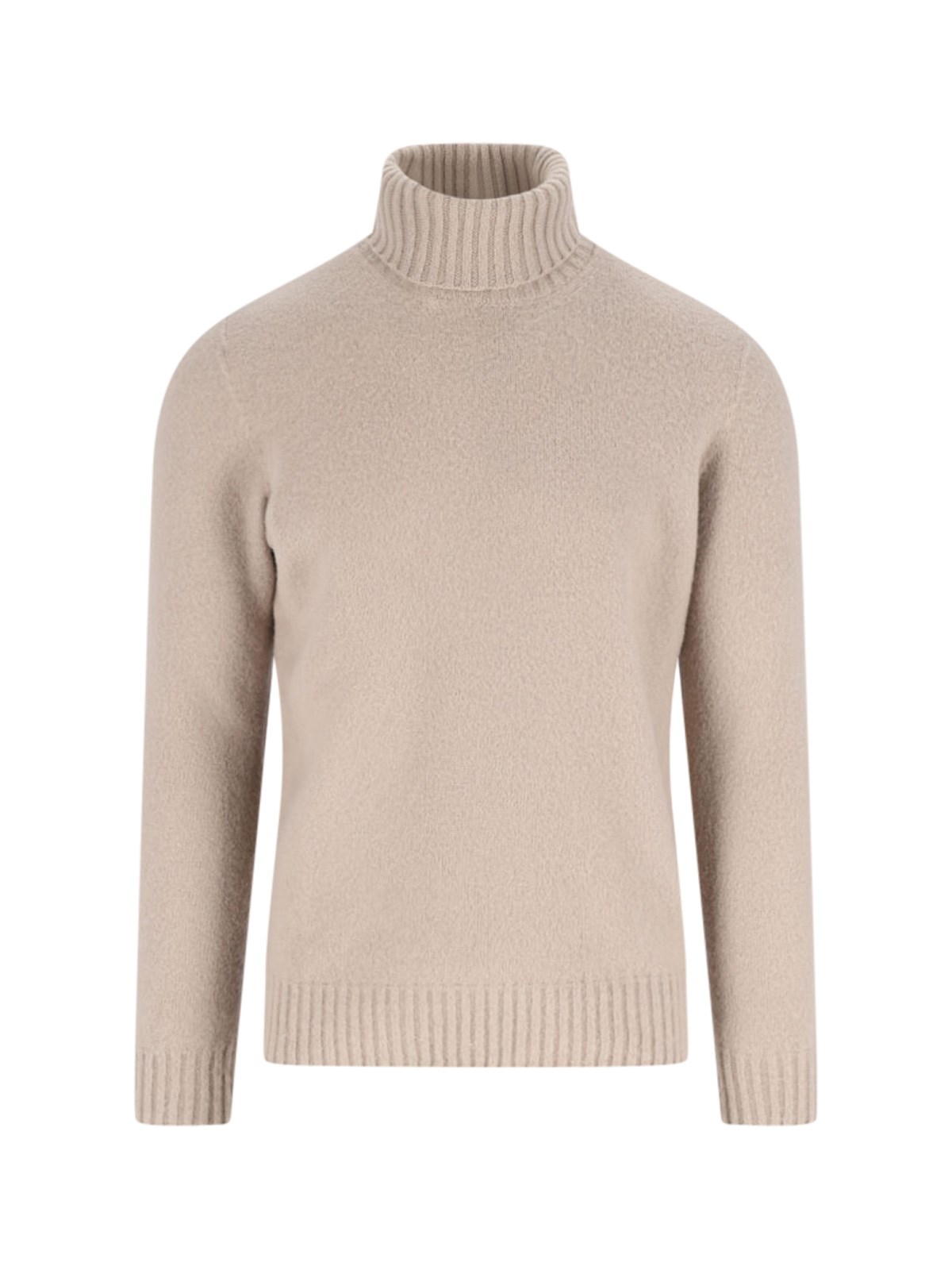 Drumohr Turtleneck Sweater With Ribbed Cuffs And Hem In Sand