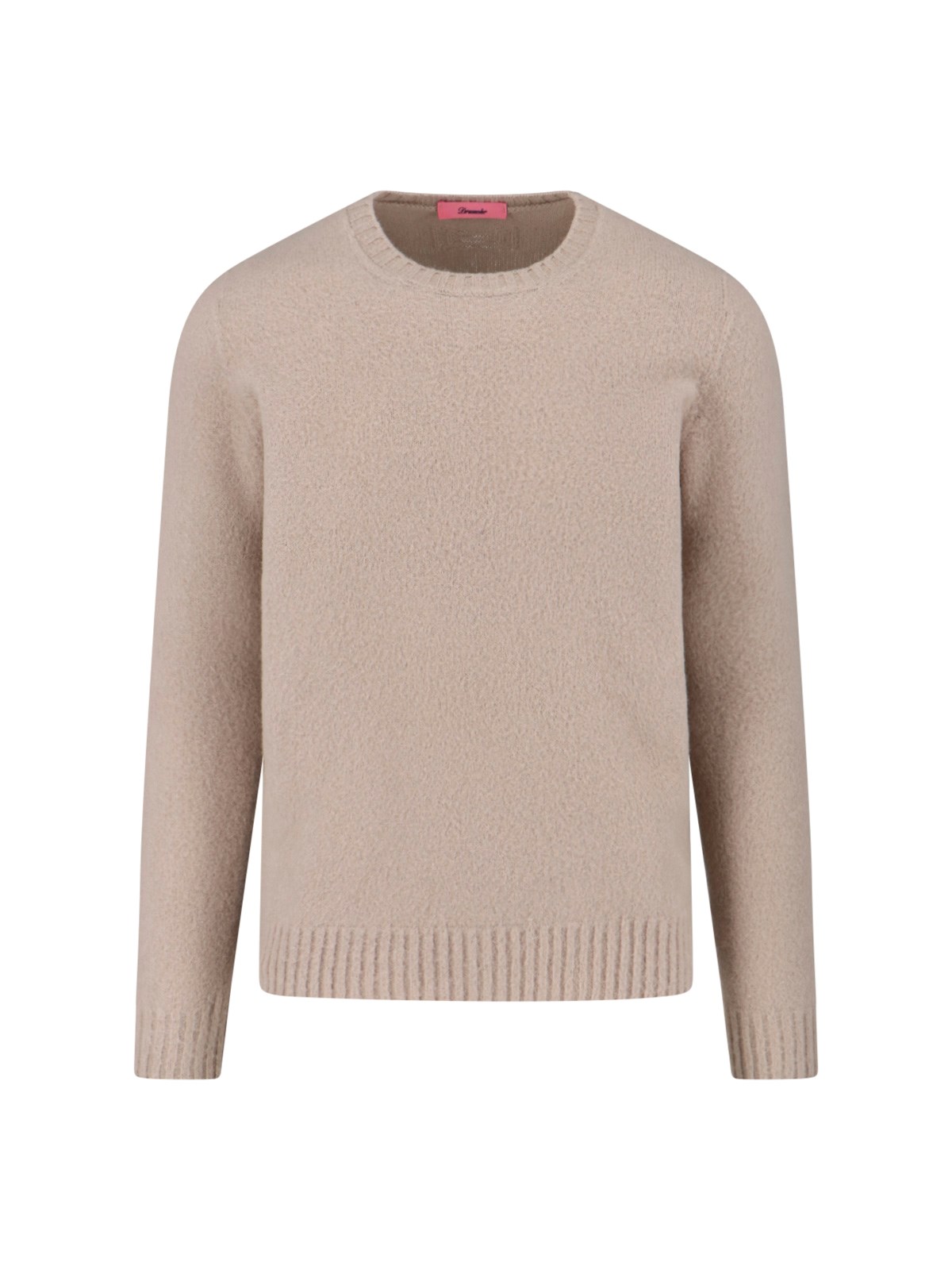 Drumohr Soft Textured Crewneck Sweater With Ribbed Cuffs In Neutral