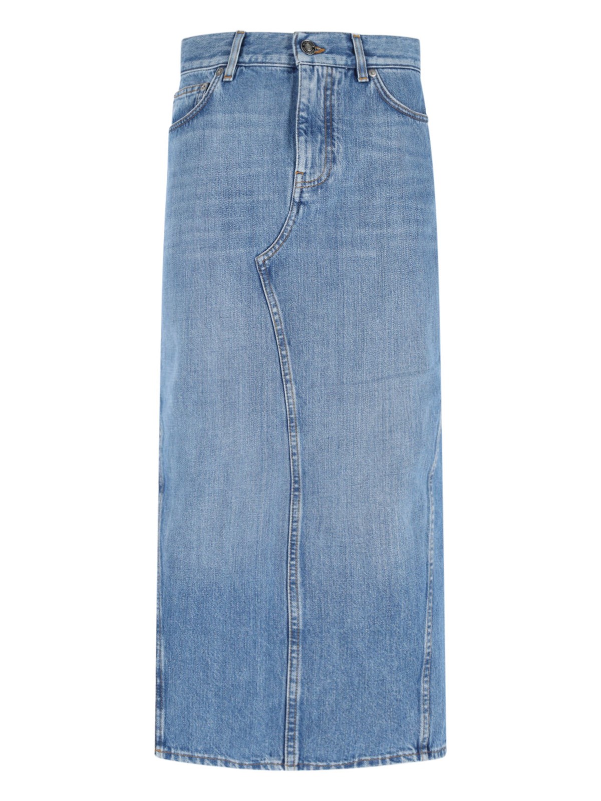 Givenchy Denim High-split Midi Skirt In Blue
