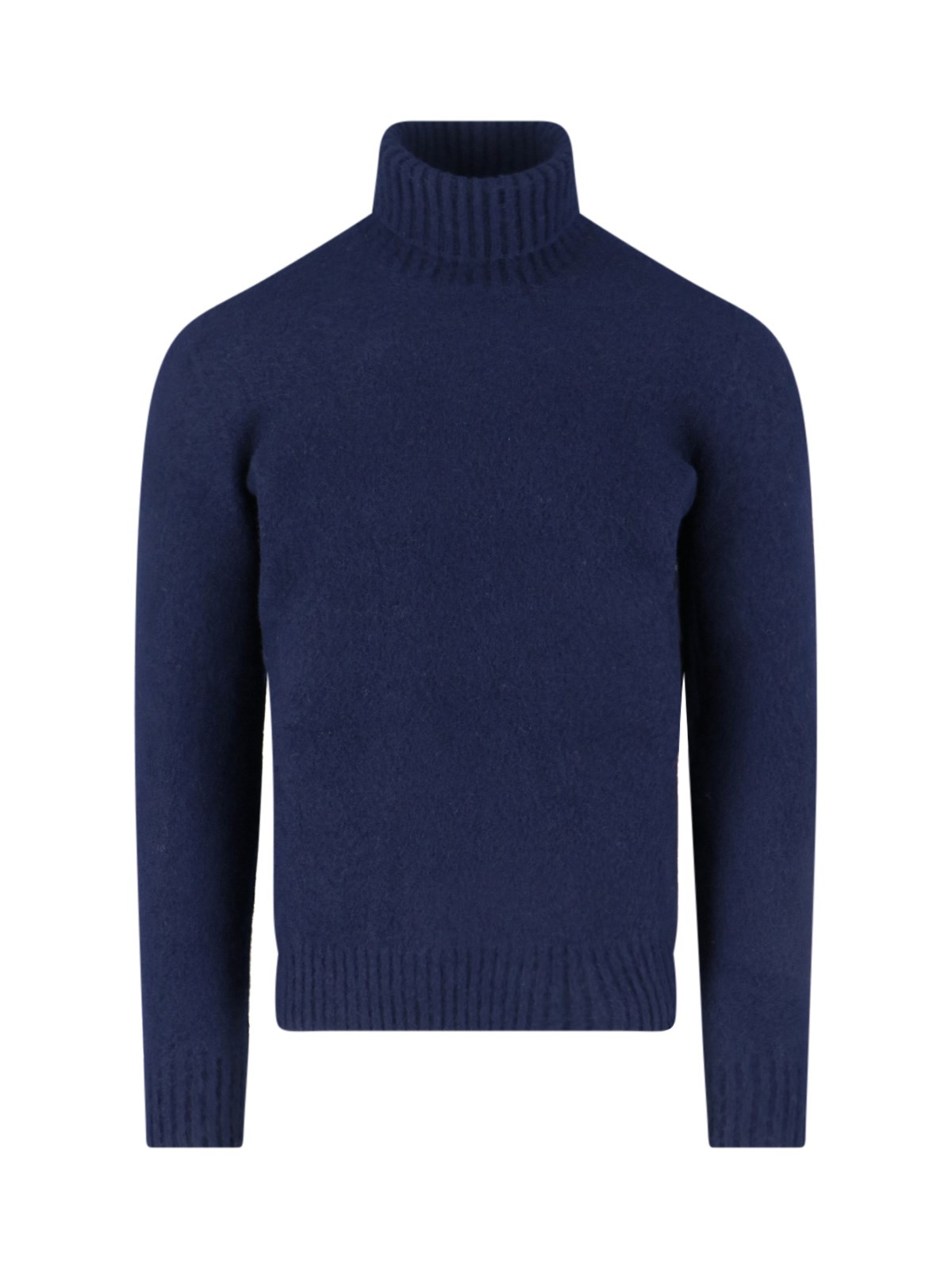 Drumohr Ribbed Turtleneck Sweater Long Sleeves In Blue