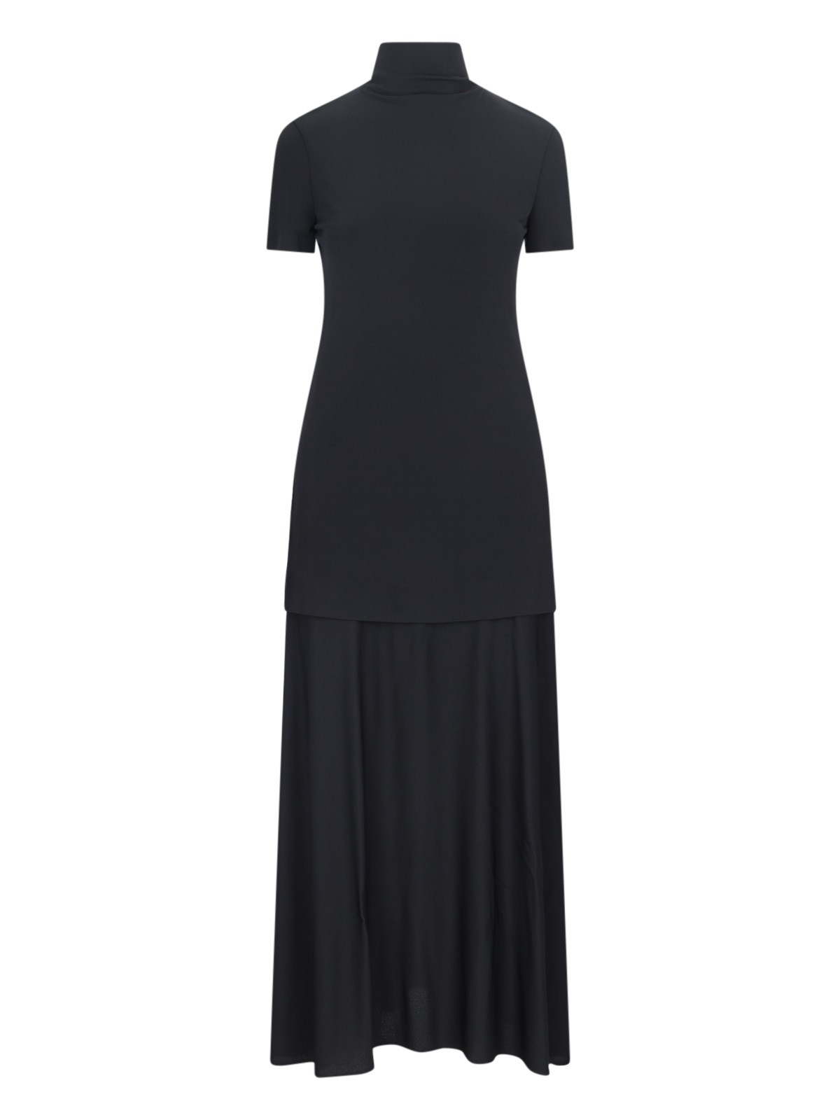 Jil Sander High-neck Viscose Midi Dress In Black