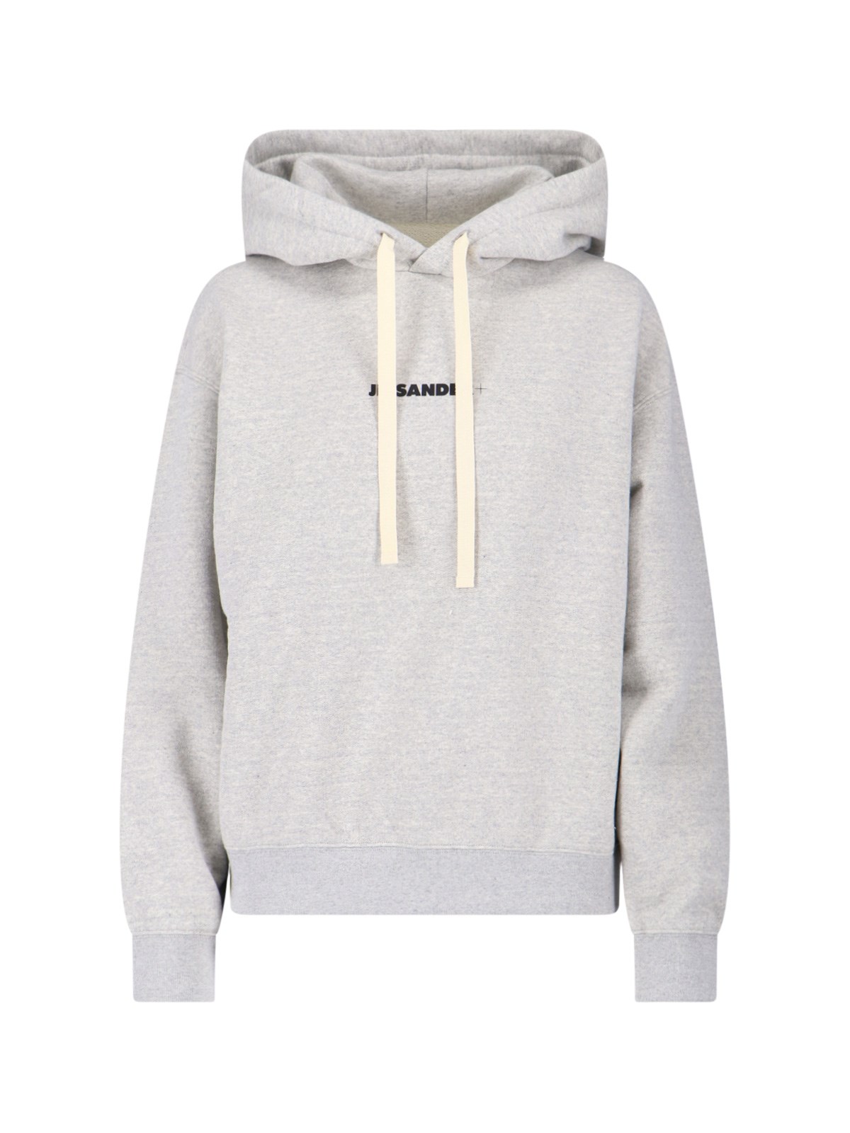Jil Sander Hooded Knit Sweatshirt With Ribbed Cuffs And Hem In Gray