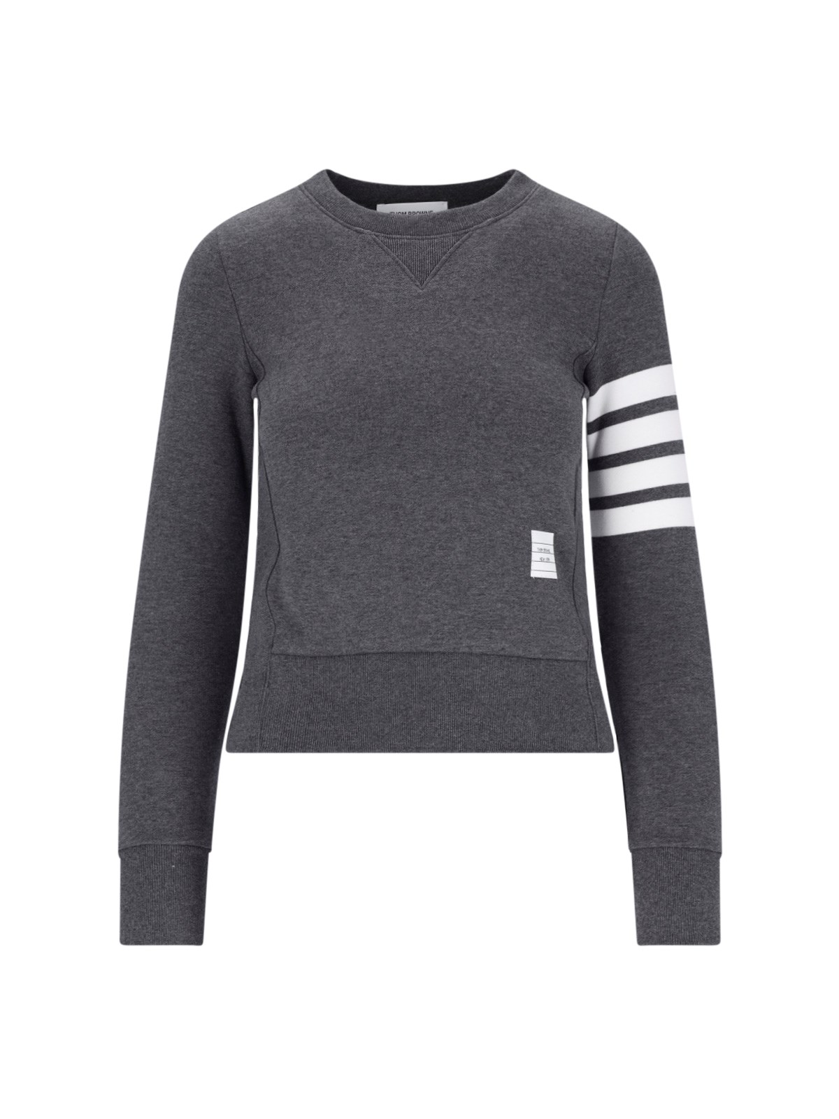 Thom Browne Four-bar Stripe Cotton Sweatshirt In Gray