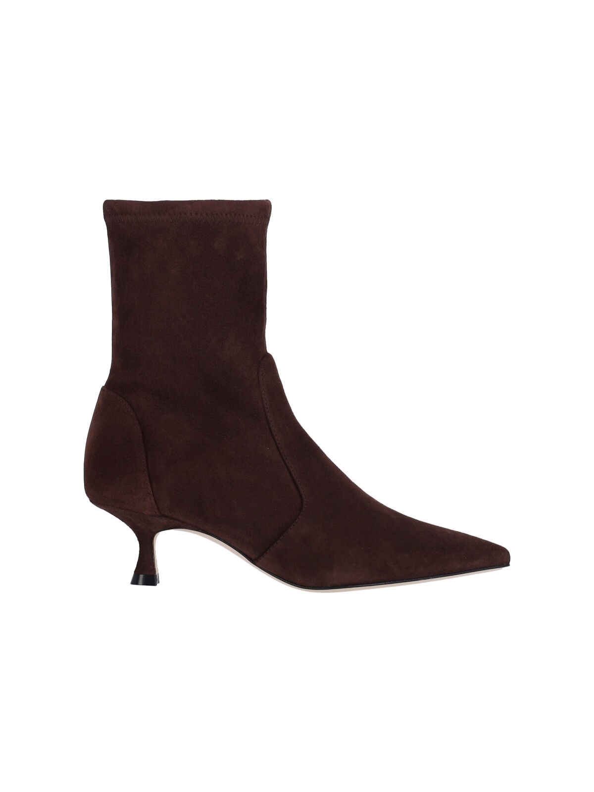 Stuart Weitzman Pointed Toe Kitten Heel Ankle Boots In Brown