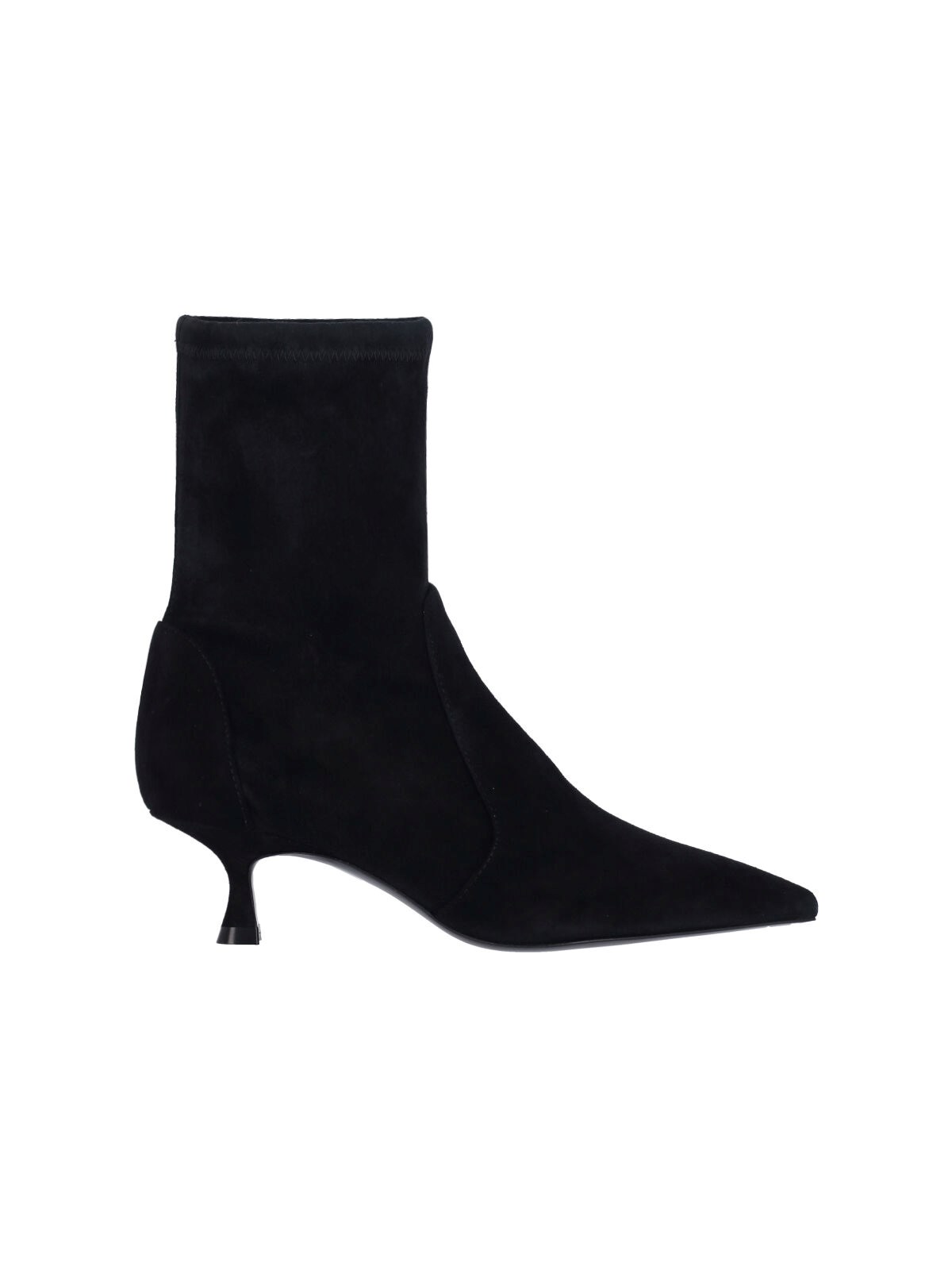 Stuart Weitzman Naomi Stretch Suede Ankle Booties In Black