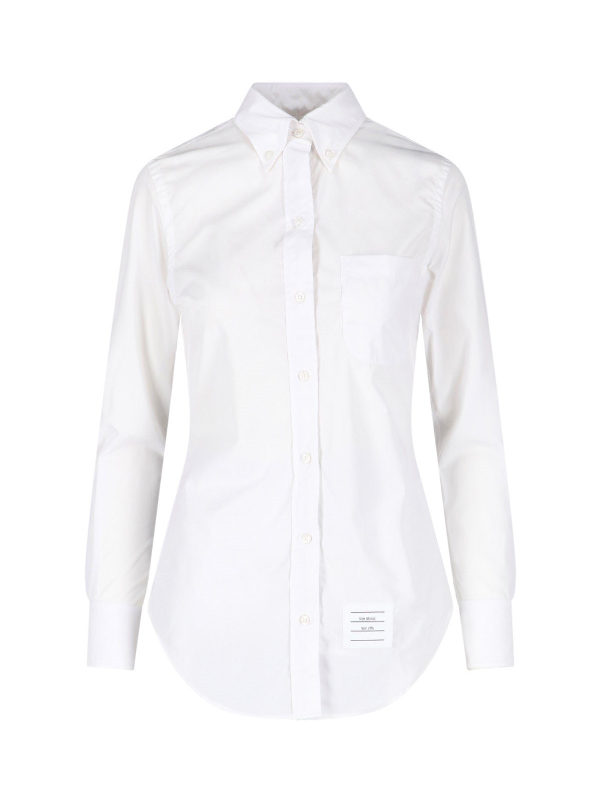 Thom Browne Logo-patch Buttoned Shirt In White