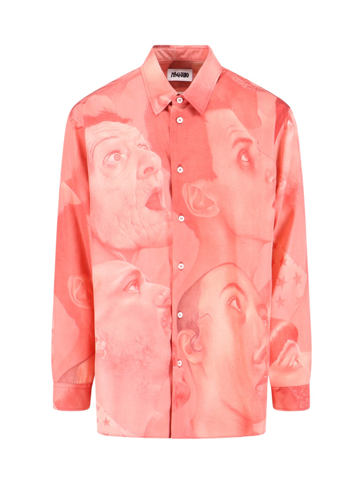 Magliano Graphic Print Long Sleeve Button-down Shirt In Pink
