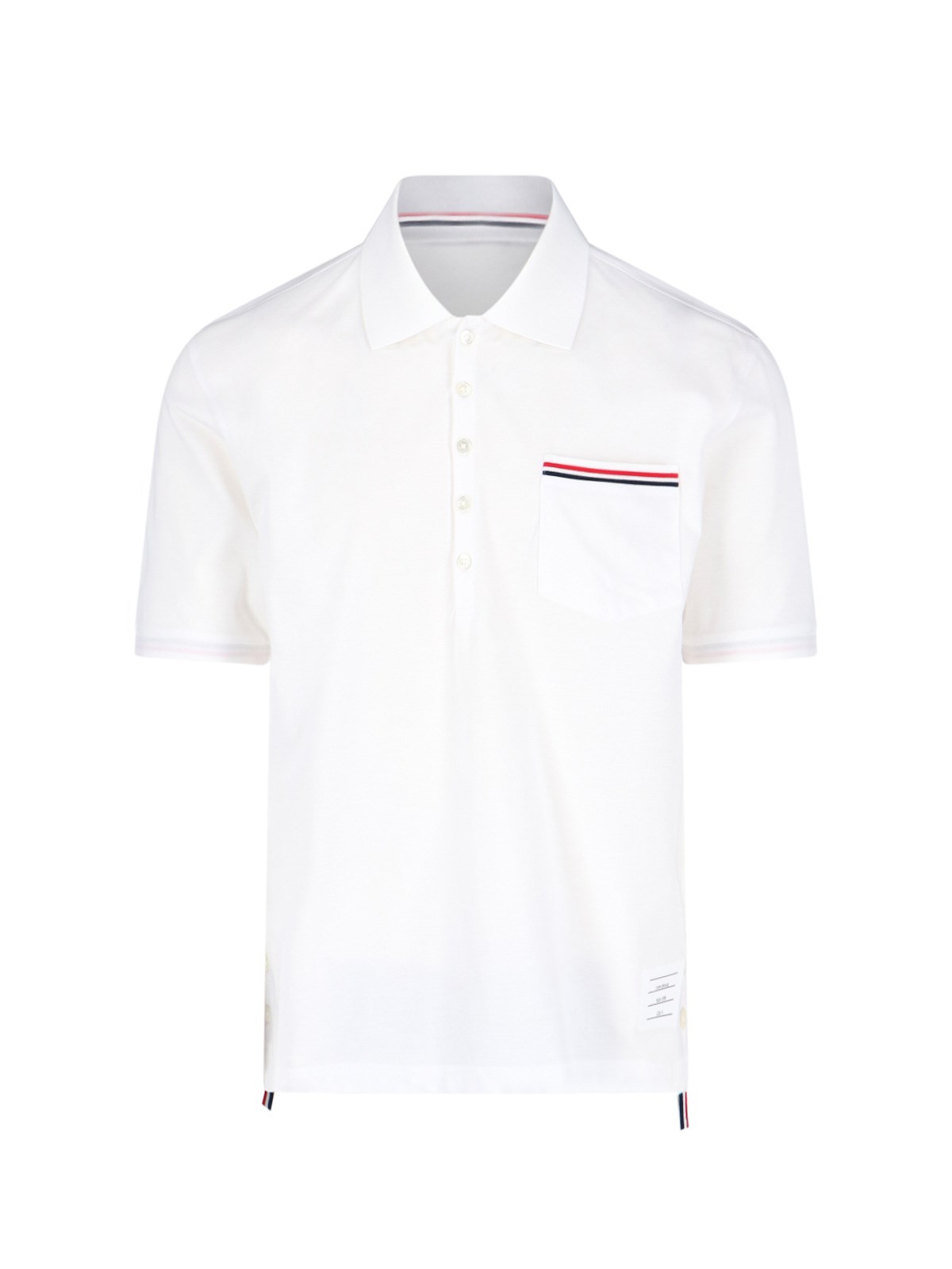 Thom Browne Cotton Polo Shirt With Ribbed Collar And Side Slits In White