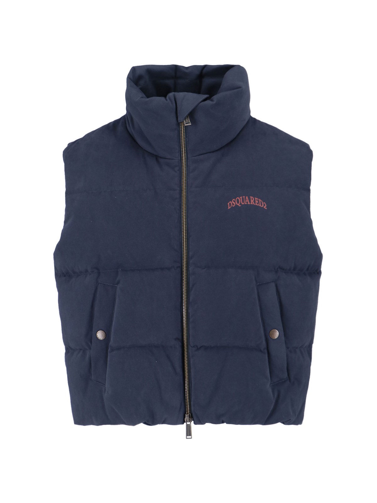 Dsquared2 Quilted Sleeveless Puffer Jacket With Heritage Lining In Blue
