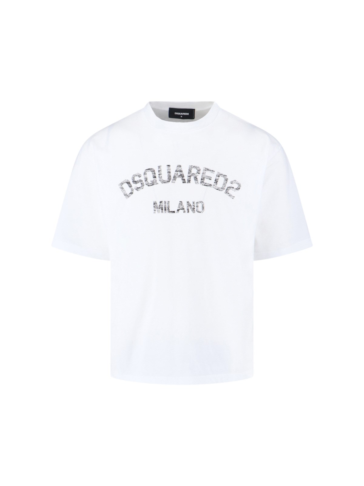 Dsquared2 Loose Fit White Cotton Jersey T-shirt With Vintage-effect Logo In White