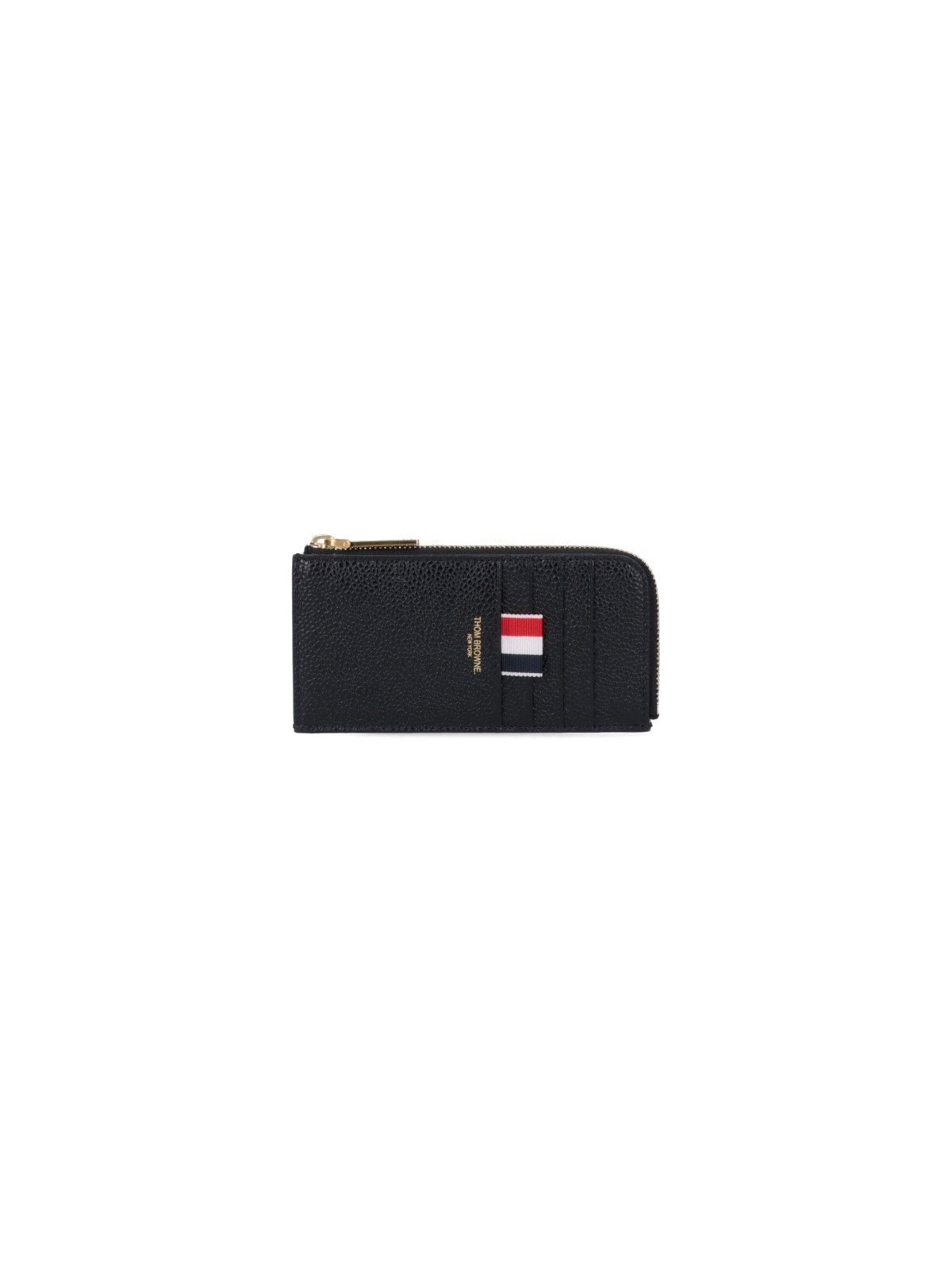 Thom Browne Pebble Grain Leather Cardholder In Black