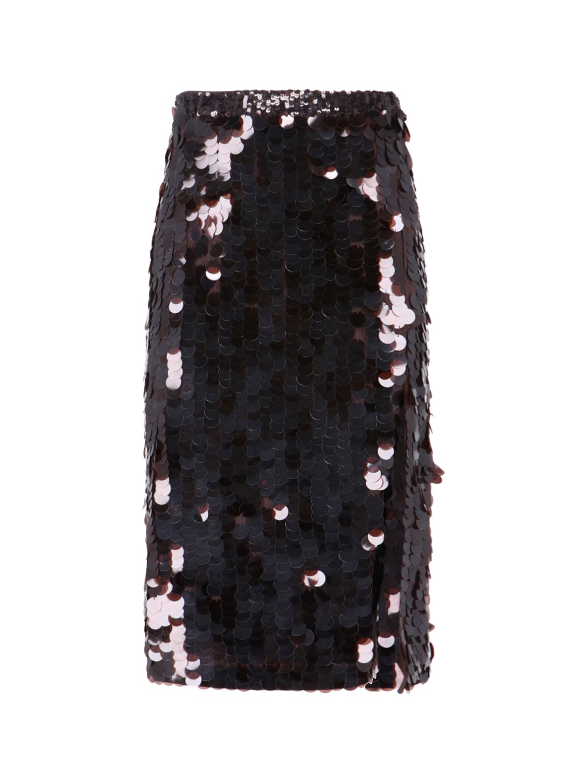 P.a.r.o.s.h Sequin Midi Skirt In Brown