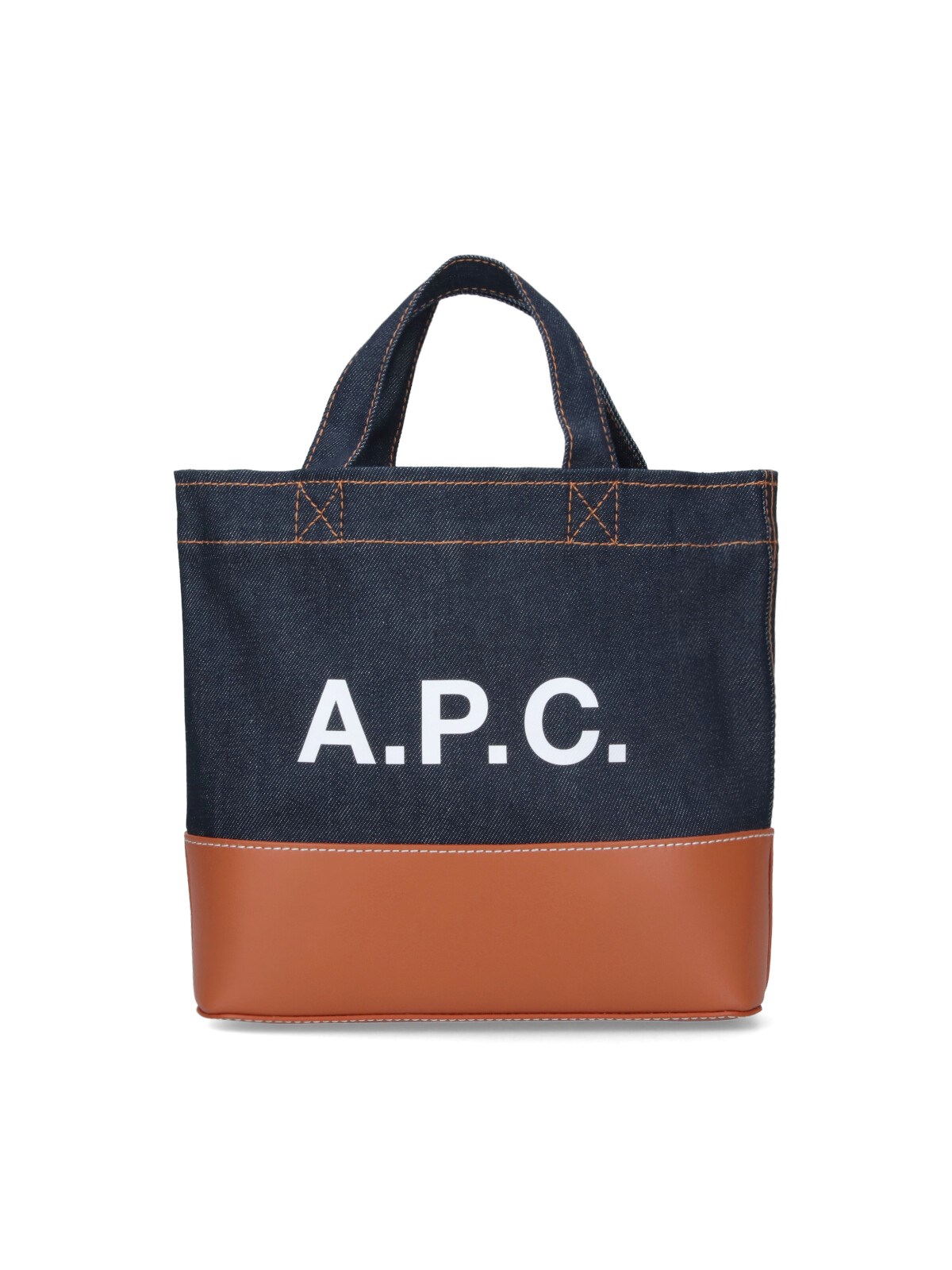 Apc A.p.c. Women Two-tone Denim And Leather Mini Axel Shopping Bag