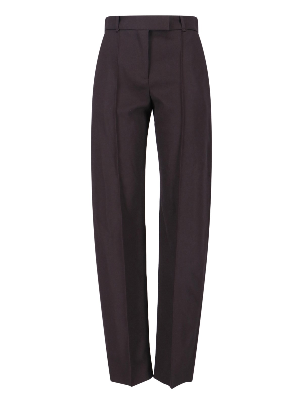 Alexander Mcqueen High-waisted Brown Wool Trousers With Front Pleats In Brown