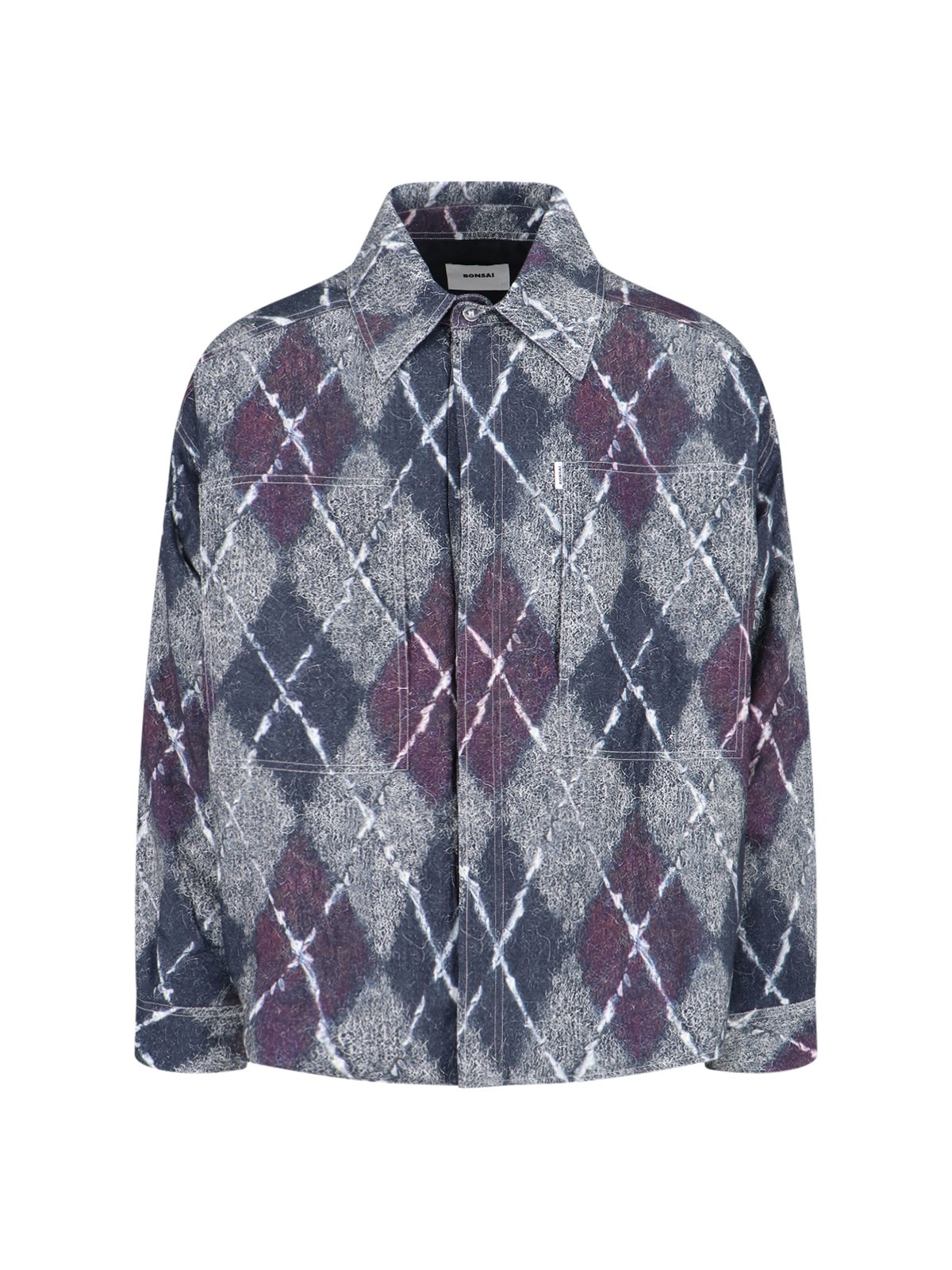Bonsai Diamond Texture Shirt Jacket In Gray