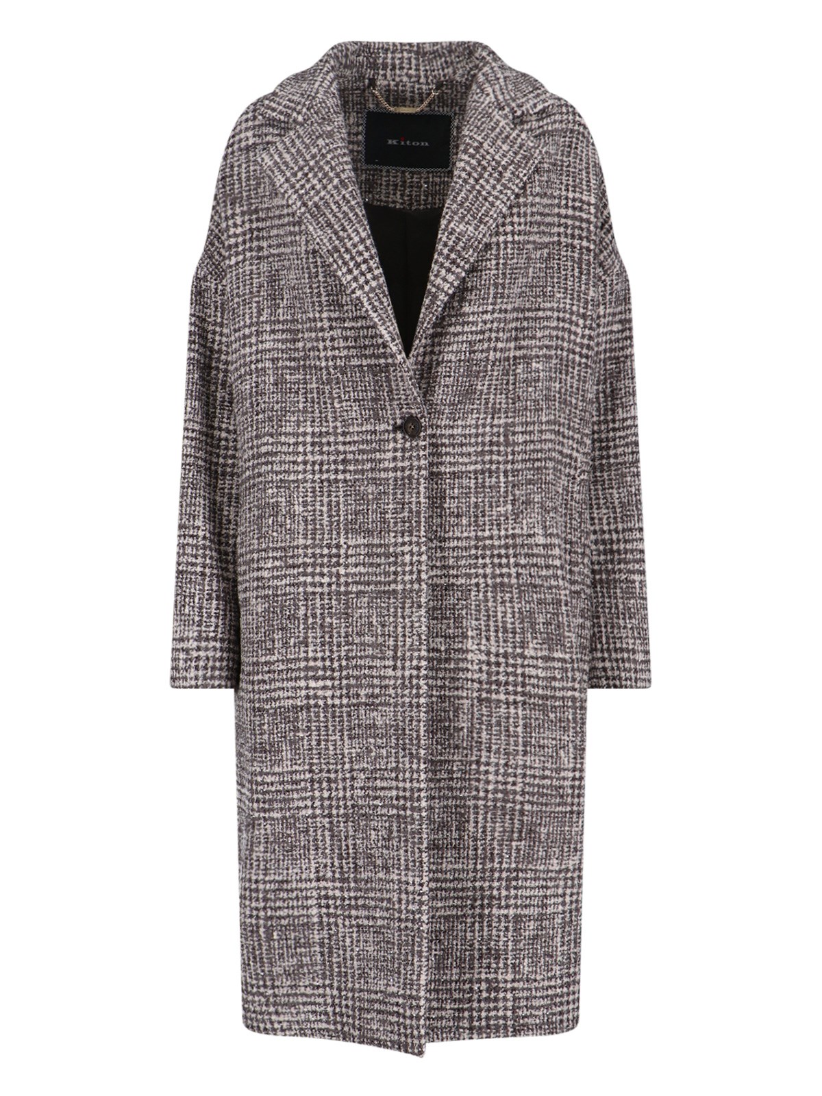 Kiton Longline Jacket With Notched Lapel And Pockets In Gray