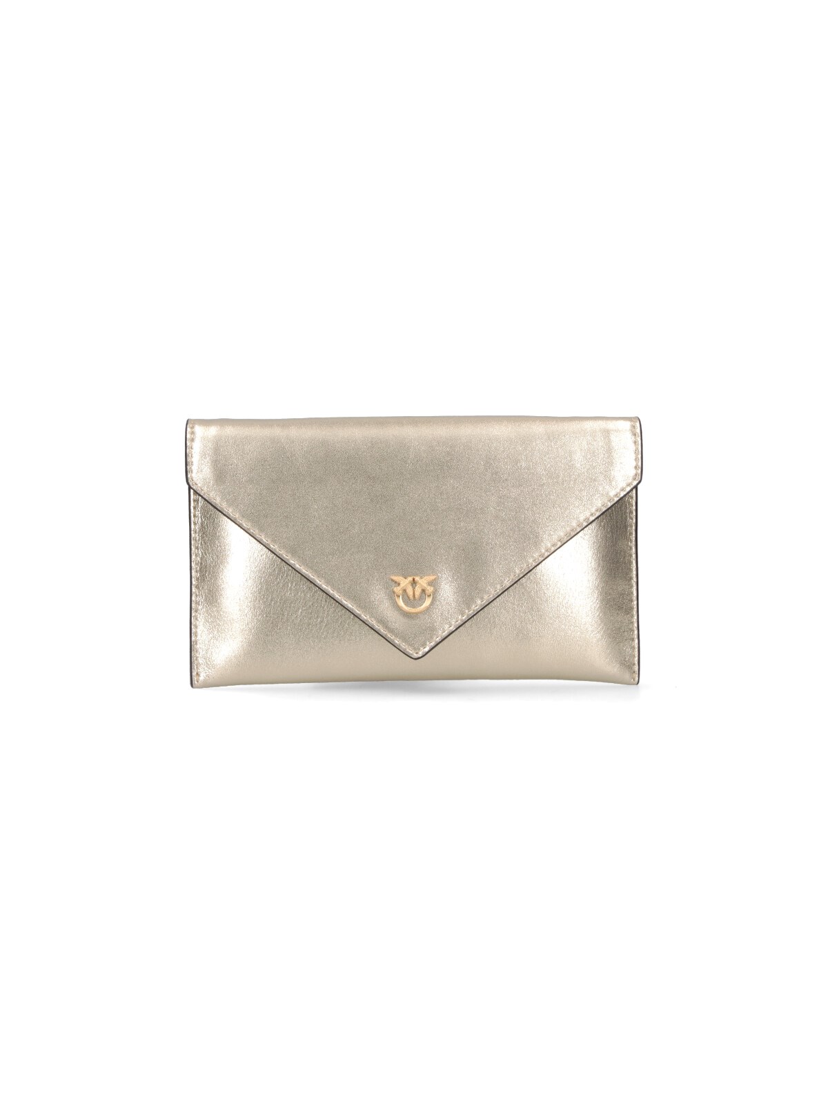 Pinko Metallic Envelope Clutch Chain Strap In Silver