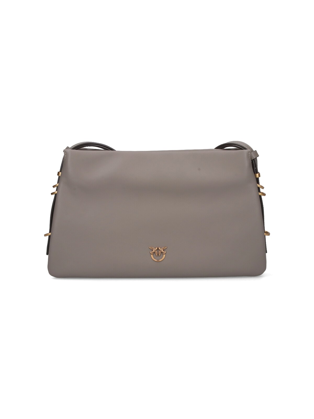 Pinko Taupe Leather Shoulder Bag With Adjustable Strap In Gray